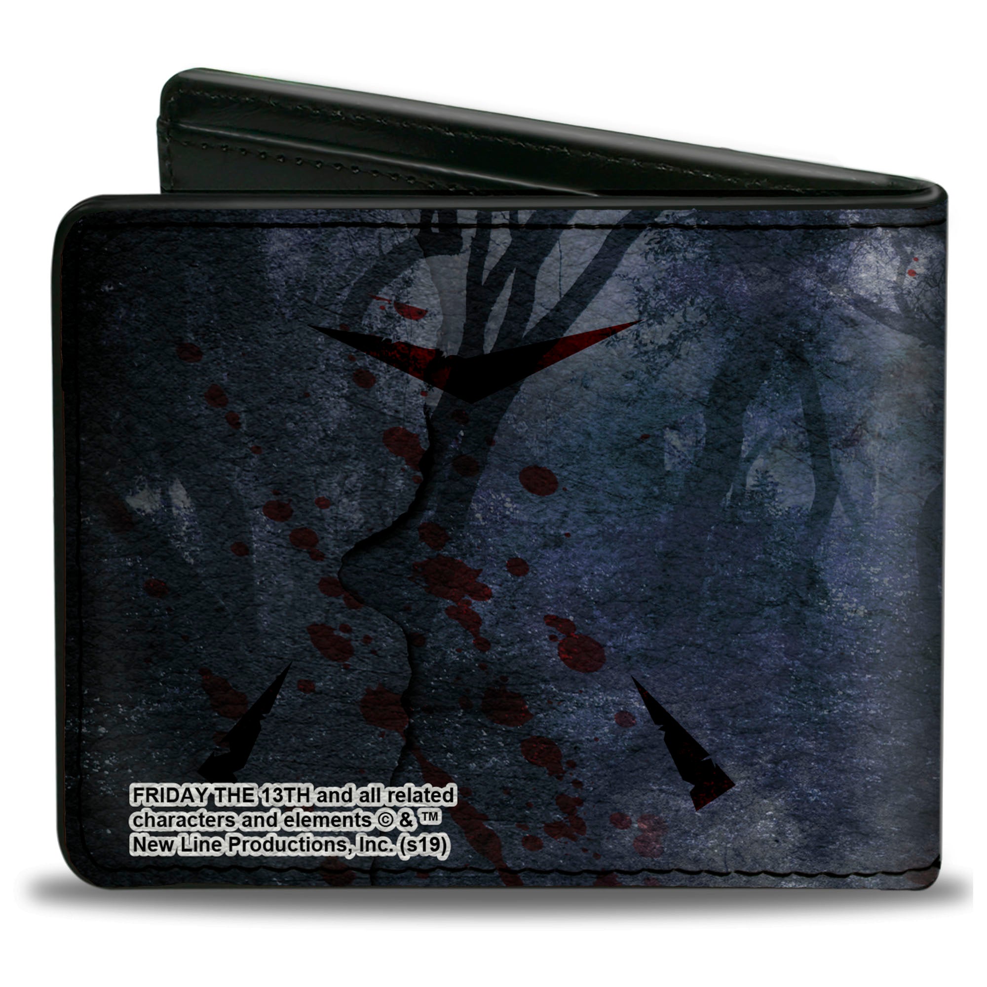 Bi-Fold Wallet - Friday the 13th WELCOME TO CAMP CRYSTAL LAKE Sign Trees Grays Blood Splatter Bi-Fold Wallets Friday the 13th