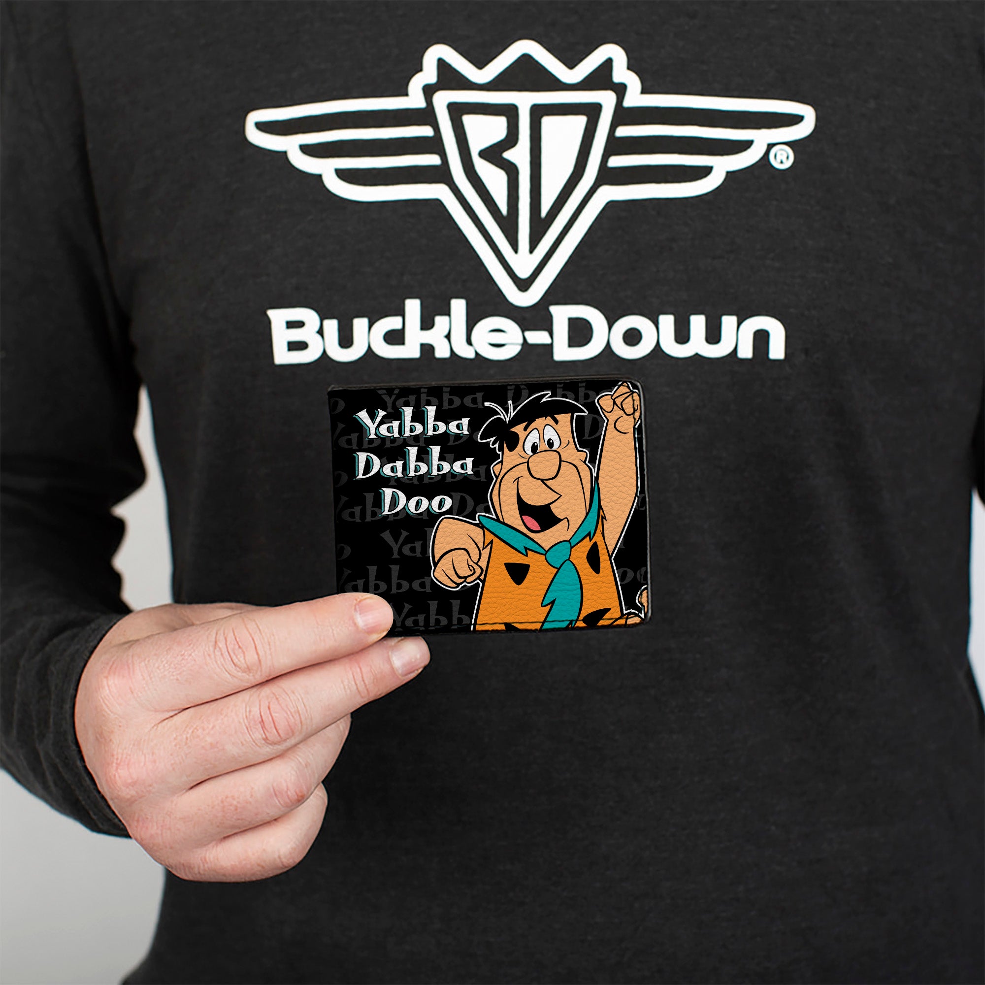 Bi-Fold Wallet - Fred YABBA DABBA DOO Pose2 Black Gray Bi-Fold Wallets The Flintstones