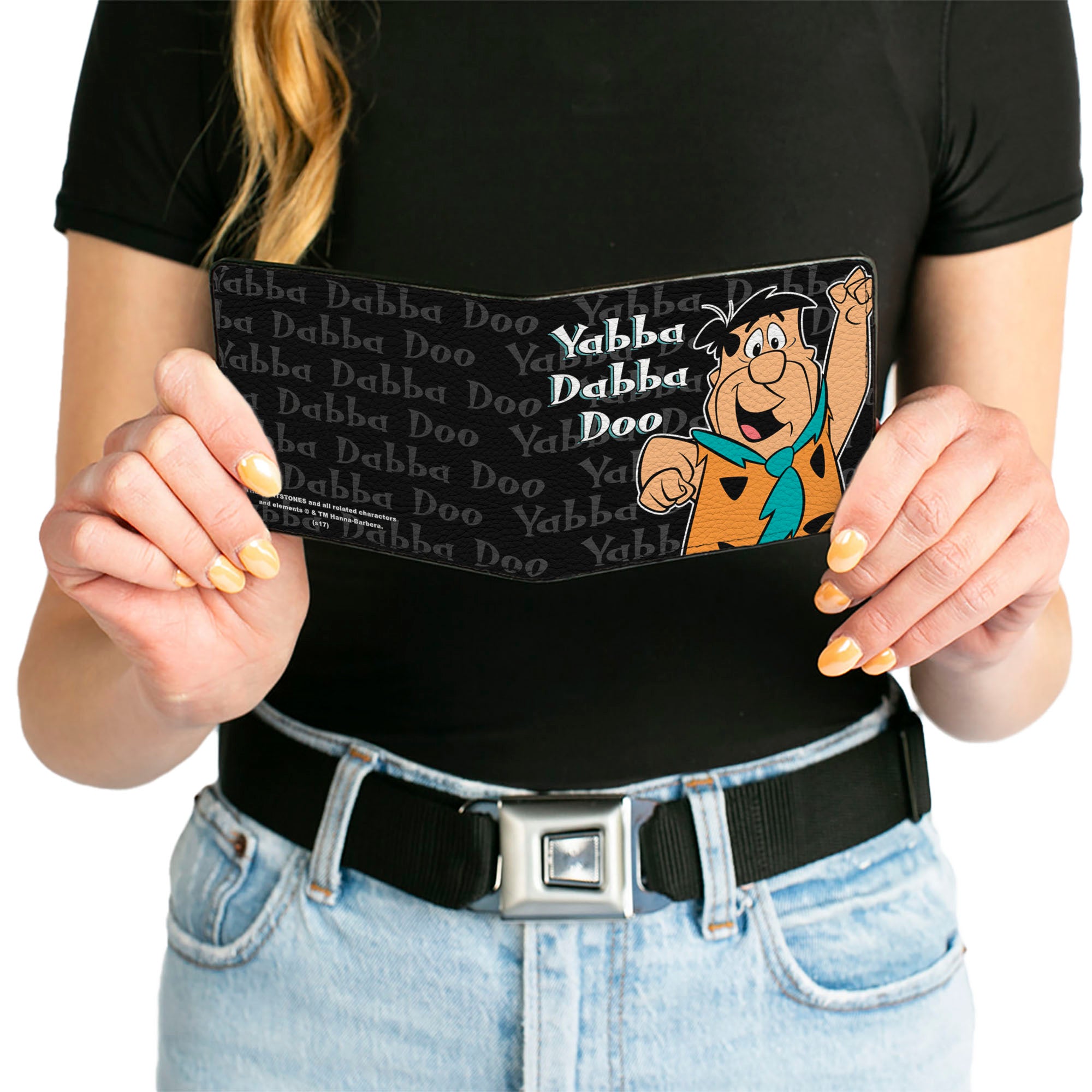 Bi-Fold Wallet - Fred YABBA DABBA DOO Pose2 Black Gray Bi-Fold Wallets The Flintstones