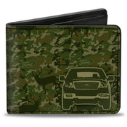 Bi-Fold Wallet - Ford Truck + WORKS HARD, PLAYS HARDER Deer Hunter Camo Olive Bi-Fold Wallets Ford