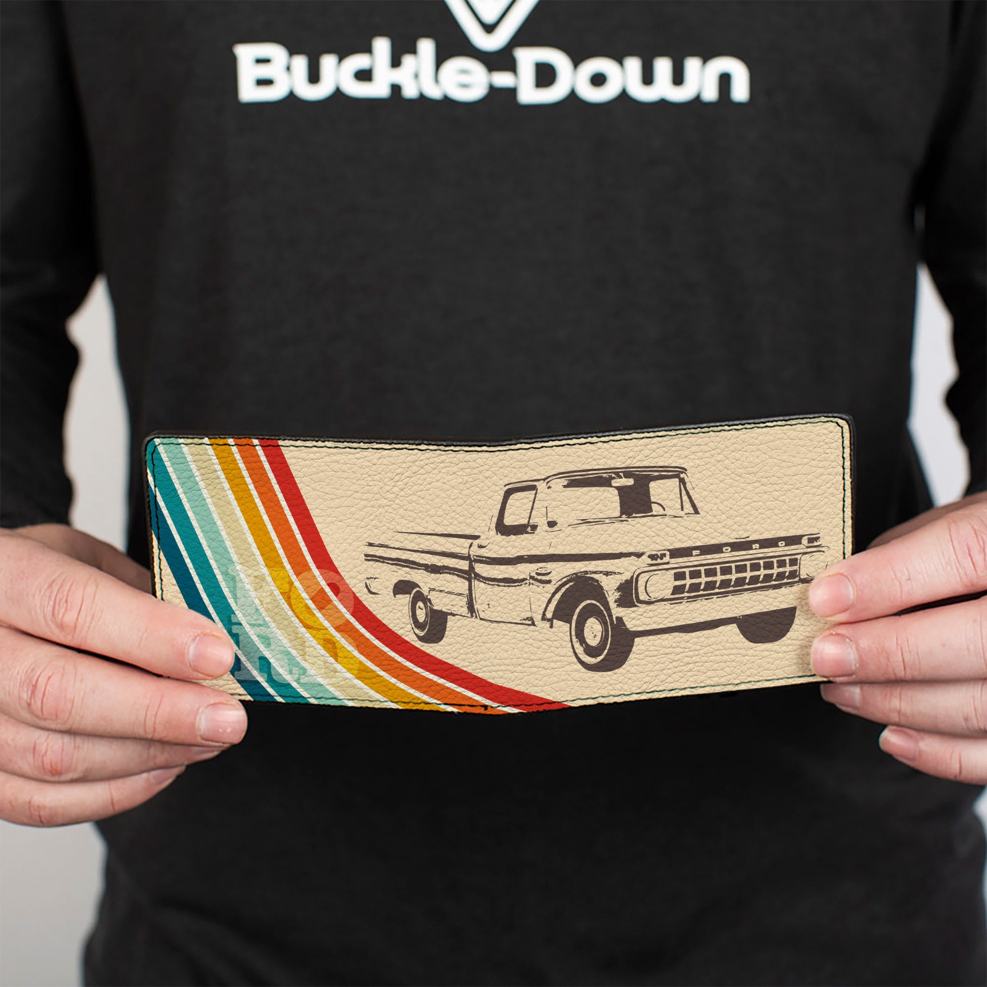 Bi-Fold Wallet - Ford F-100 Truck Stripe Beige/Rainbow Bi-Fold Wallets Ford