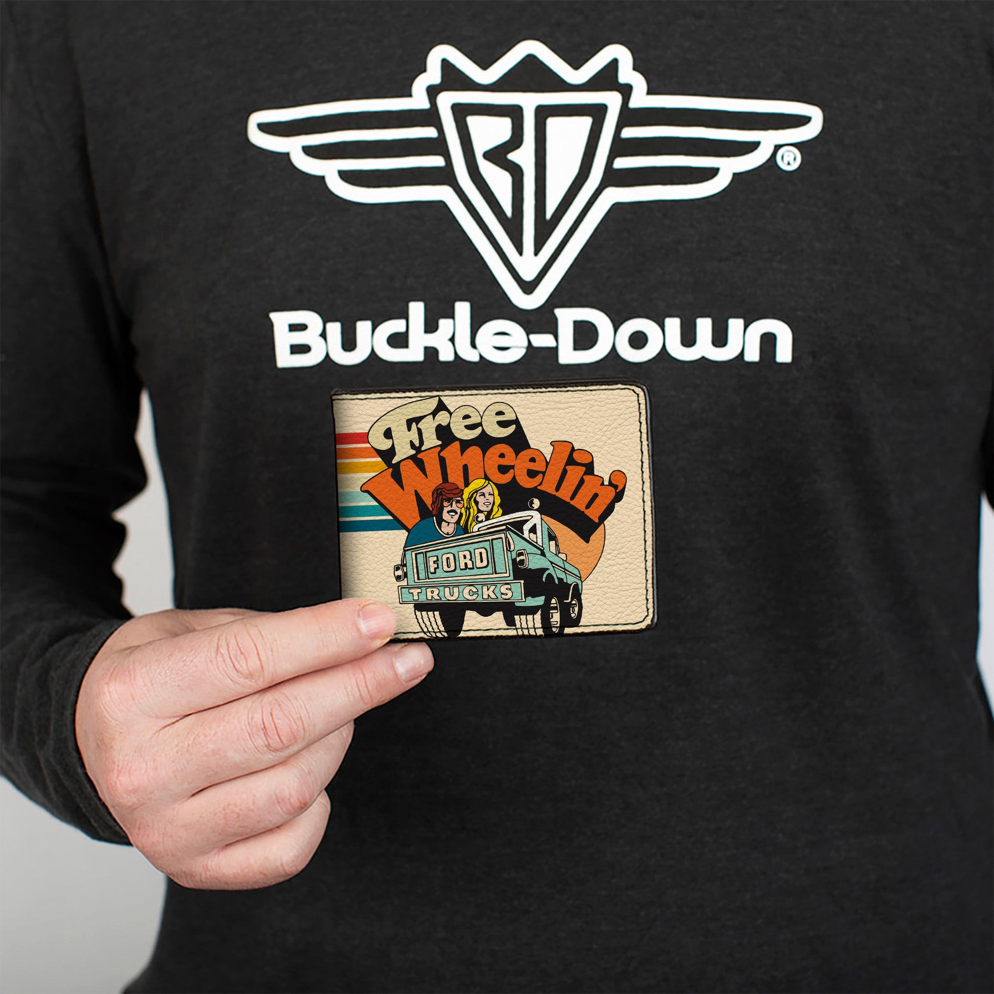 Bi-Fold Wallet - Ford Trucks FREE WHEELIN Bronco Scene Beige/Multi Color Bi-Fold Wallets Ford