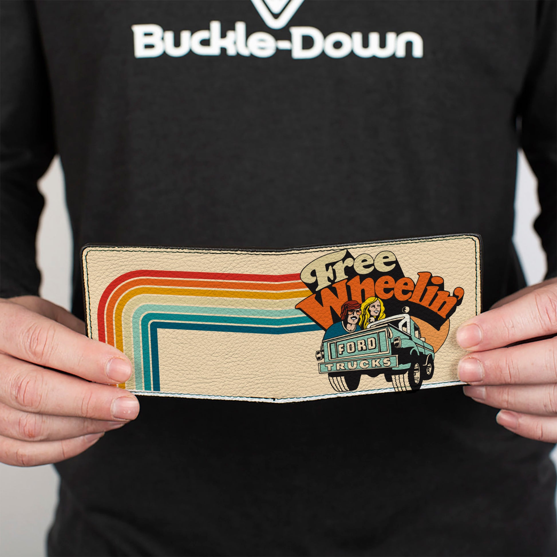 Bi-Fold Wallet - Ford Trucks FREE WHEELIN Bronco Scene Beige/Multi Color Bi-Fold Wallets Ford