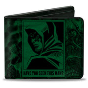 Bi-Fold Wallet - Green Arrow Profile Poses HAVE YOU SEEN THIS MAN? Green Black Bi-Fold Wallets DC Comics