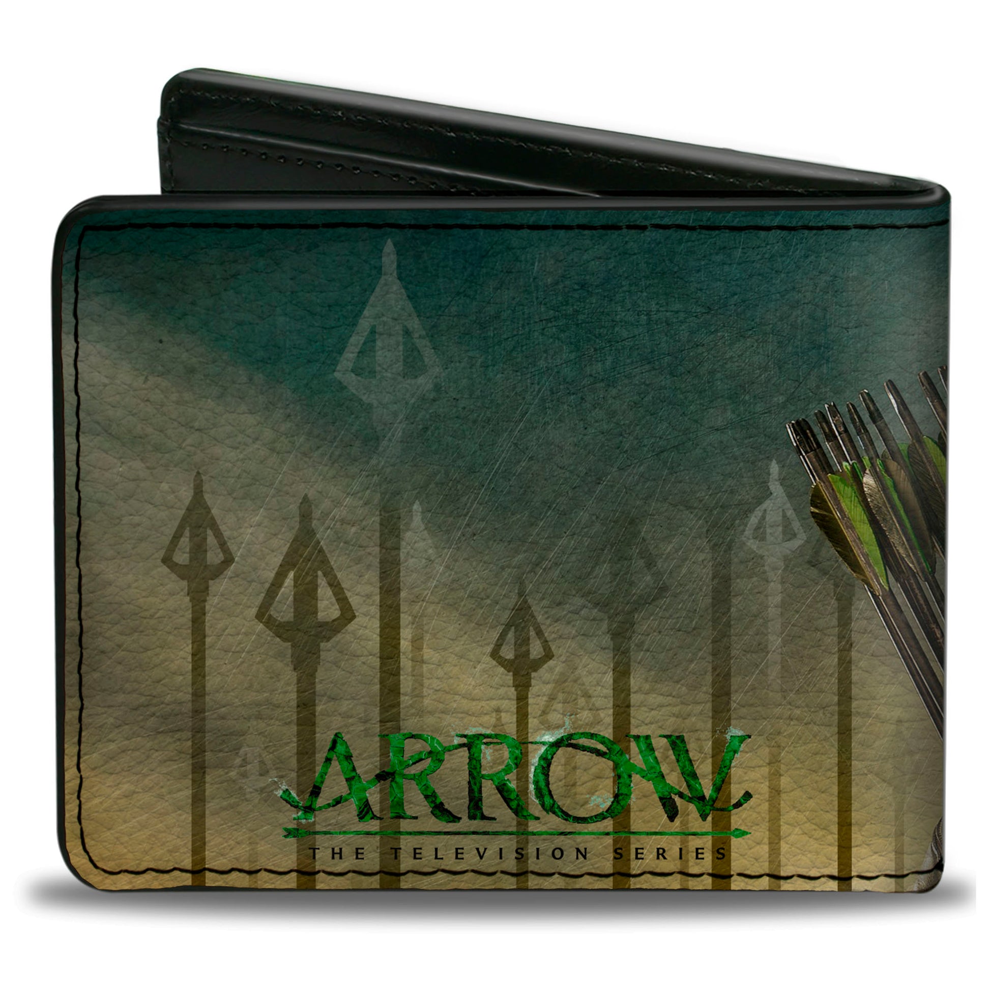 Bi-Fold Wallet - ARROW Standing Pose Arrow Tips Green-Tan Fade Bi-Fold Wallets DC Comics