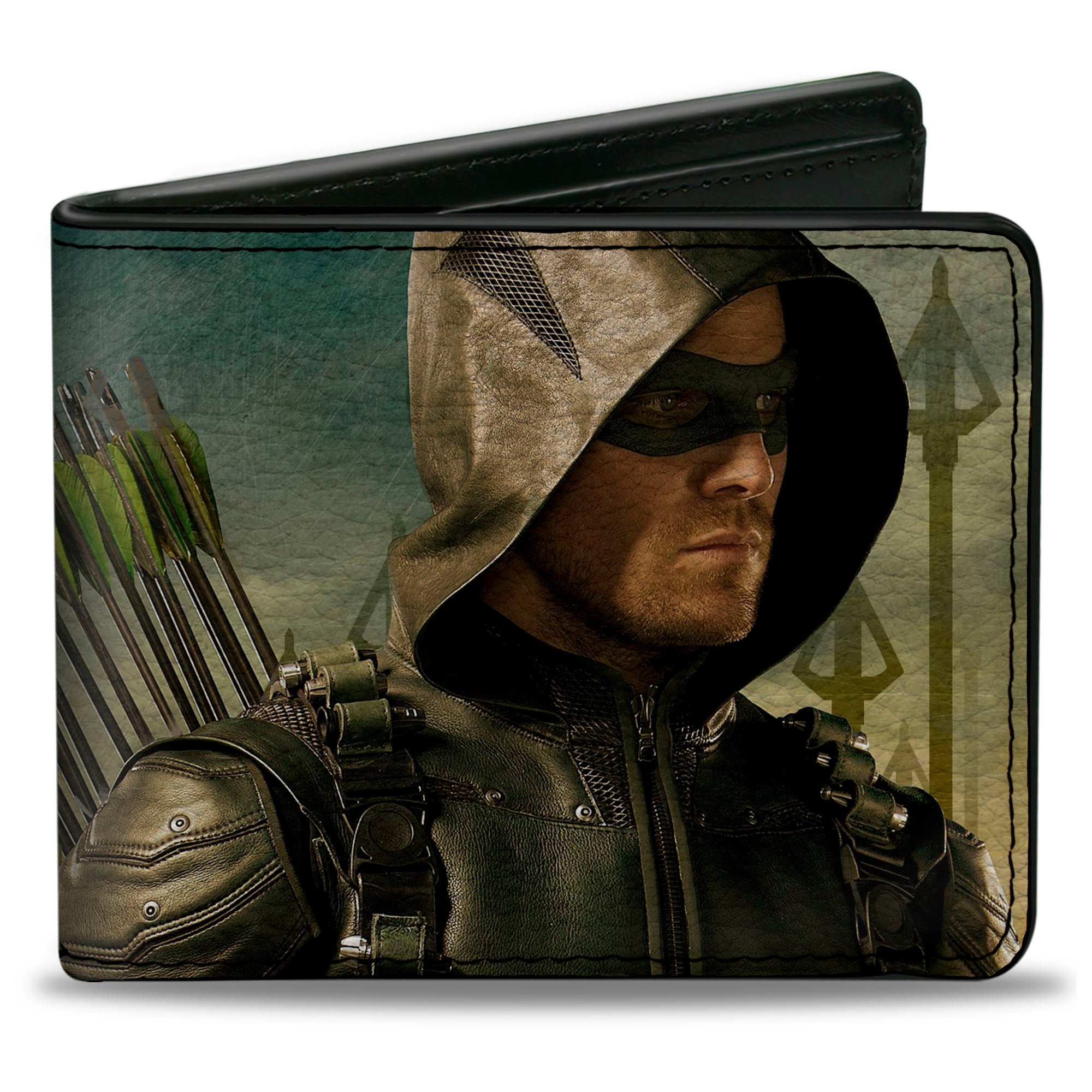Bi-Fold Wallet - ARROW Standing Pose Arrow Tips Green-Tan Fade Bi-Fold Wallets DC Comics