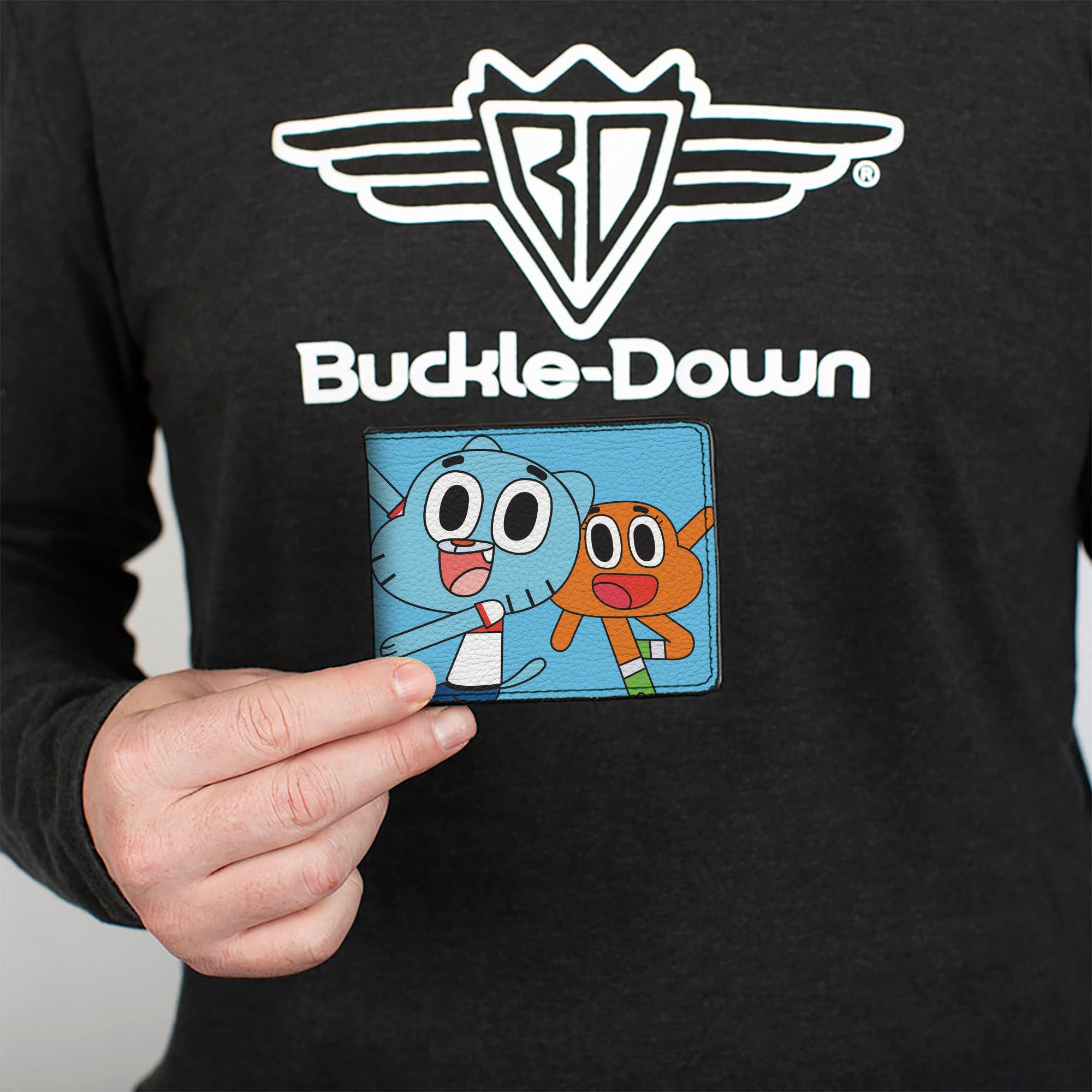 Bi-Fold Wallet - THE AMAZING WORLD OF GUMBALL Title Logo and Pose with Darwin Blue Bi-Fold Wallets The Amazing World of Gumball