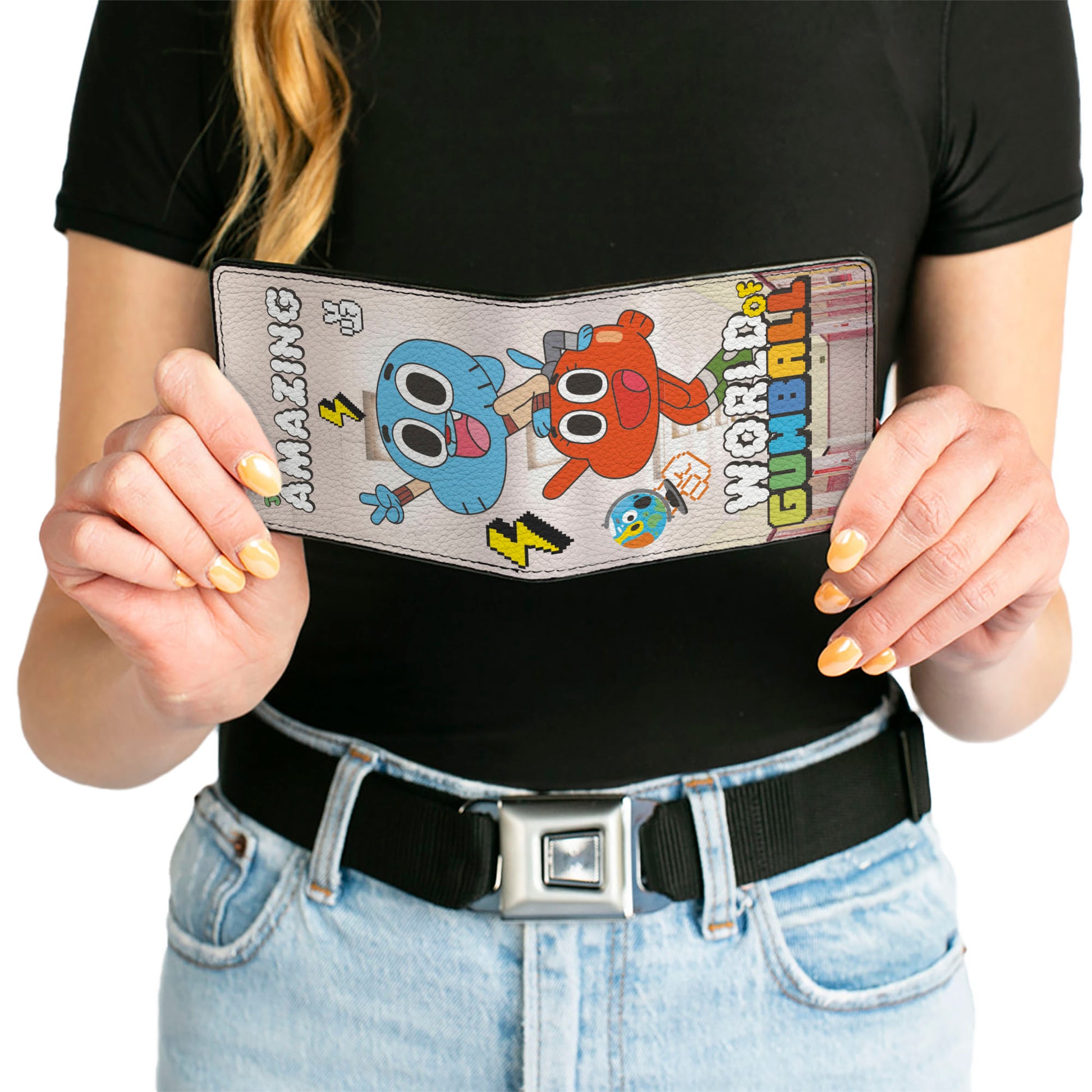 Bi-Fold Wallet - THE AMAZING WORLD OF GUMBALL Peace Pose with Darwin and Title Logo Bi-Fold Wallets The Amazing World of Gumball