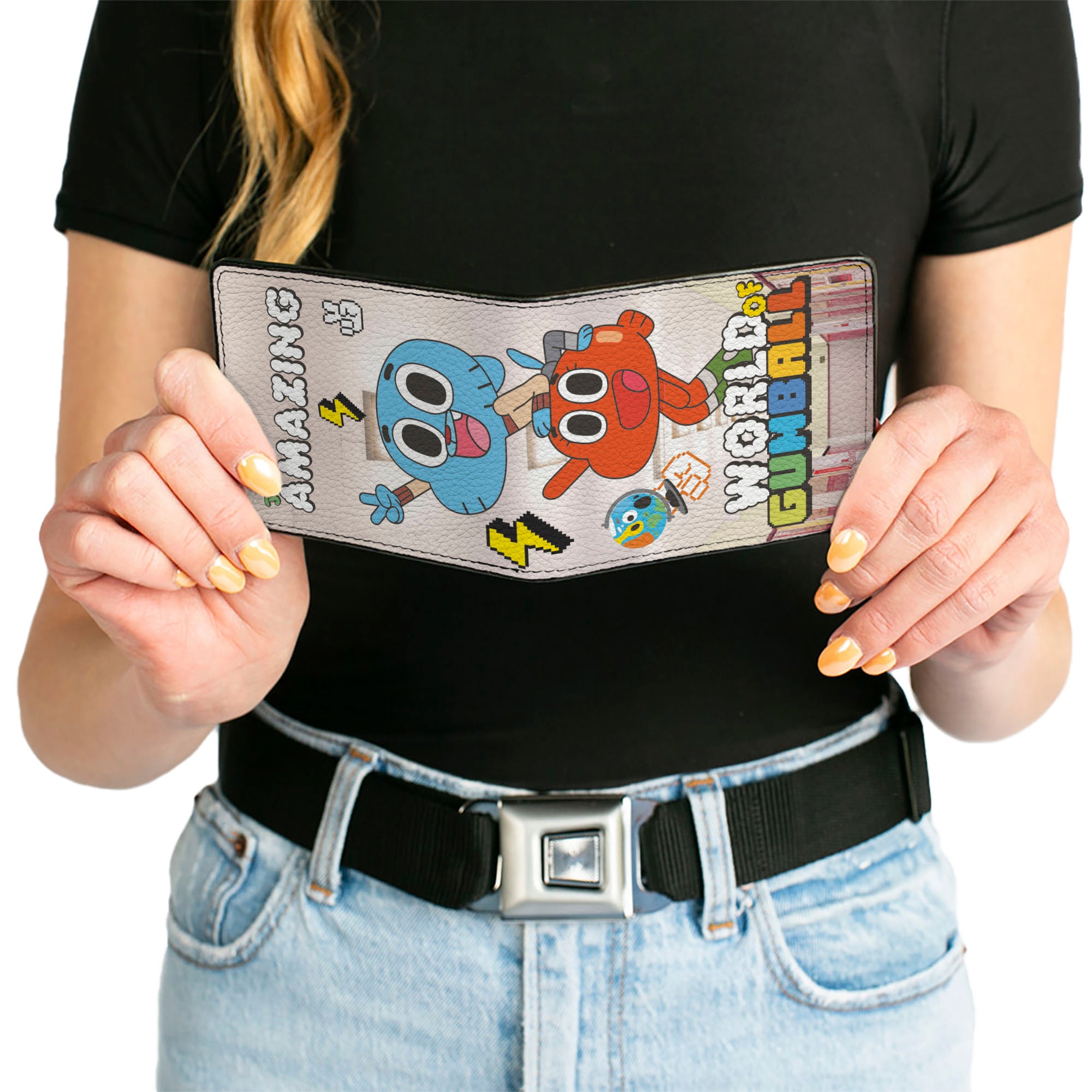 Bi-Fold Wallet - THE AMAZING WORLD OF GUMBALL Peace Pose with Darwin and Title Logo Bi-Fold Wallets The Amazing World of Gumball