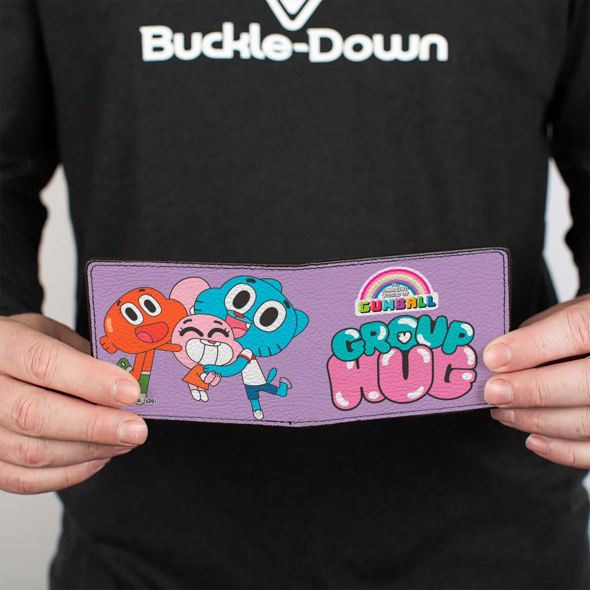 Bi-Fold Wallet - The Amazing World of Gumball GROUP HUG Three Character Pose Lavender Bi-Fold Wallets The Amazing World of Gumball