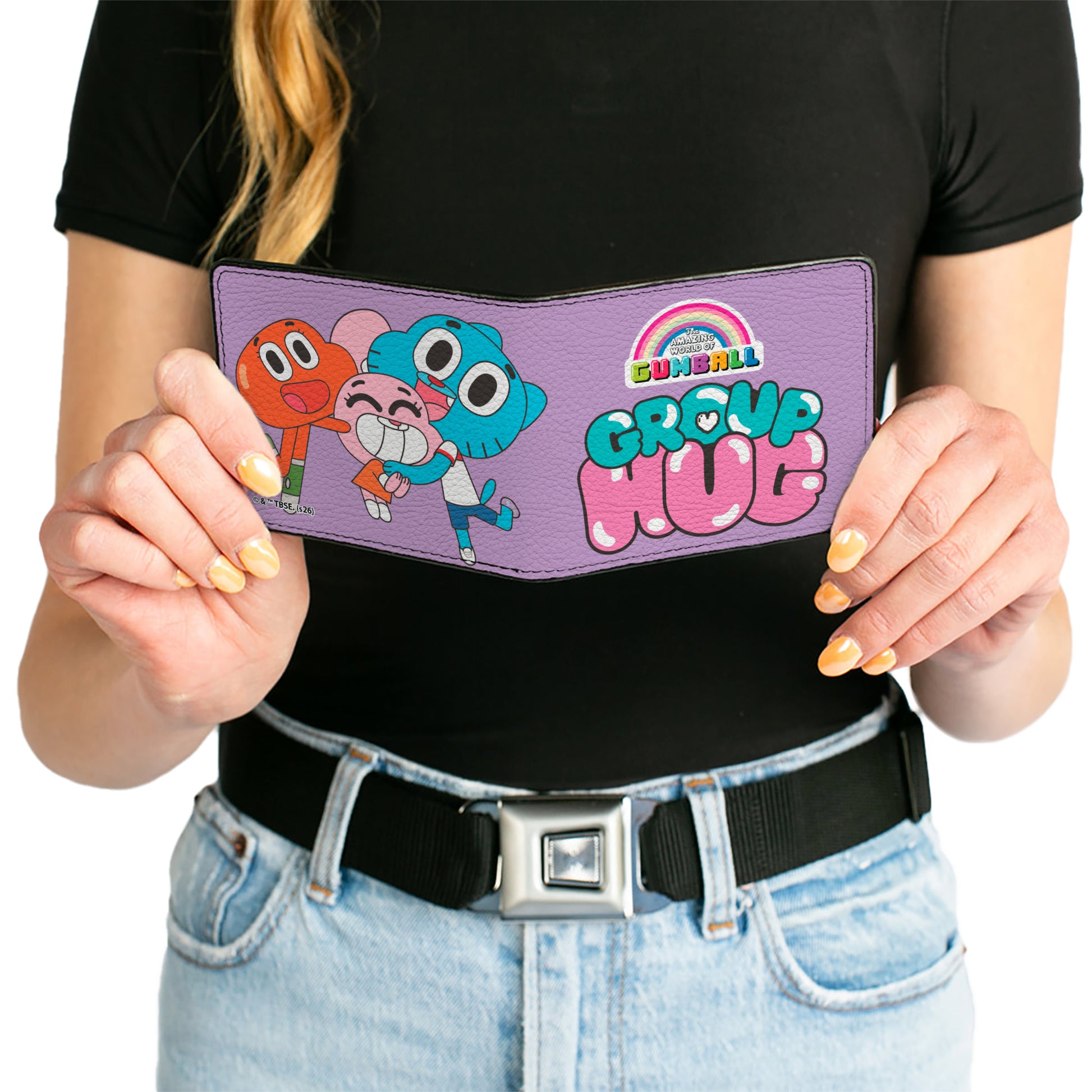 Bi-Fold Wallet - The Amazing World of Gumball GROUP HUG Three Character Pose Lavender Bi-Fold Wallets The Amazing World of Gumball