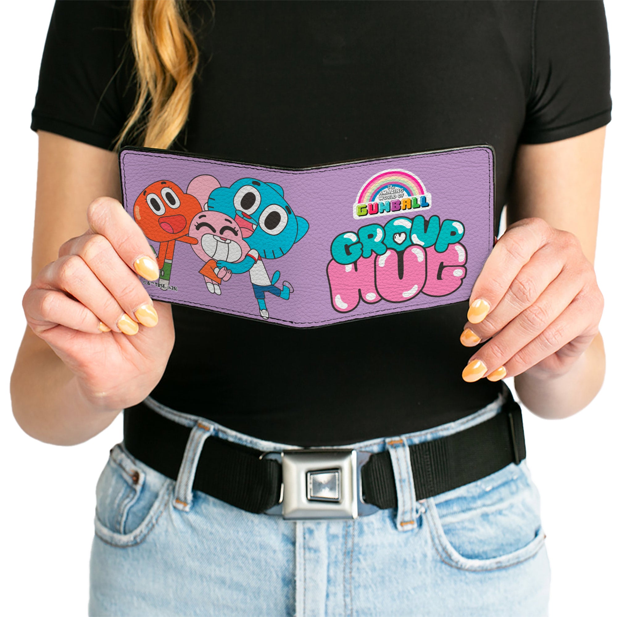 Bi-Fold Wallet - The Amazing World of Gumball GROUP HUG Three Character Pose Lavender Bi-Fold Wallets The Amazing World of Gumball
