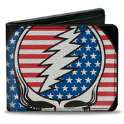 Bi-Fold Wallet - GRATEFUL DEAD Steal Your Face Stars and Stripes Close-Up Black/White/Red/Blue Bi-Fold Wallets Grateful Dead