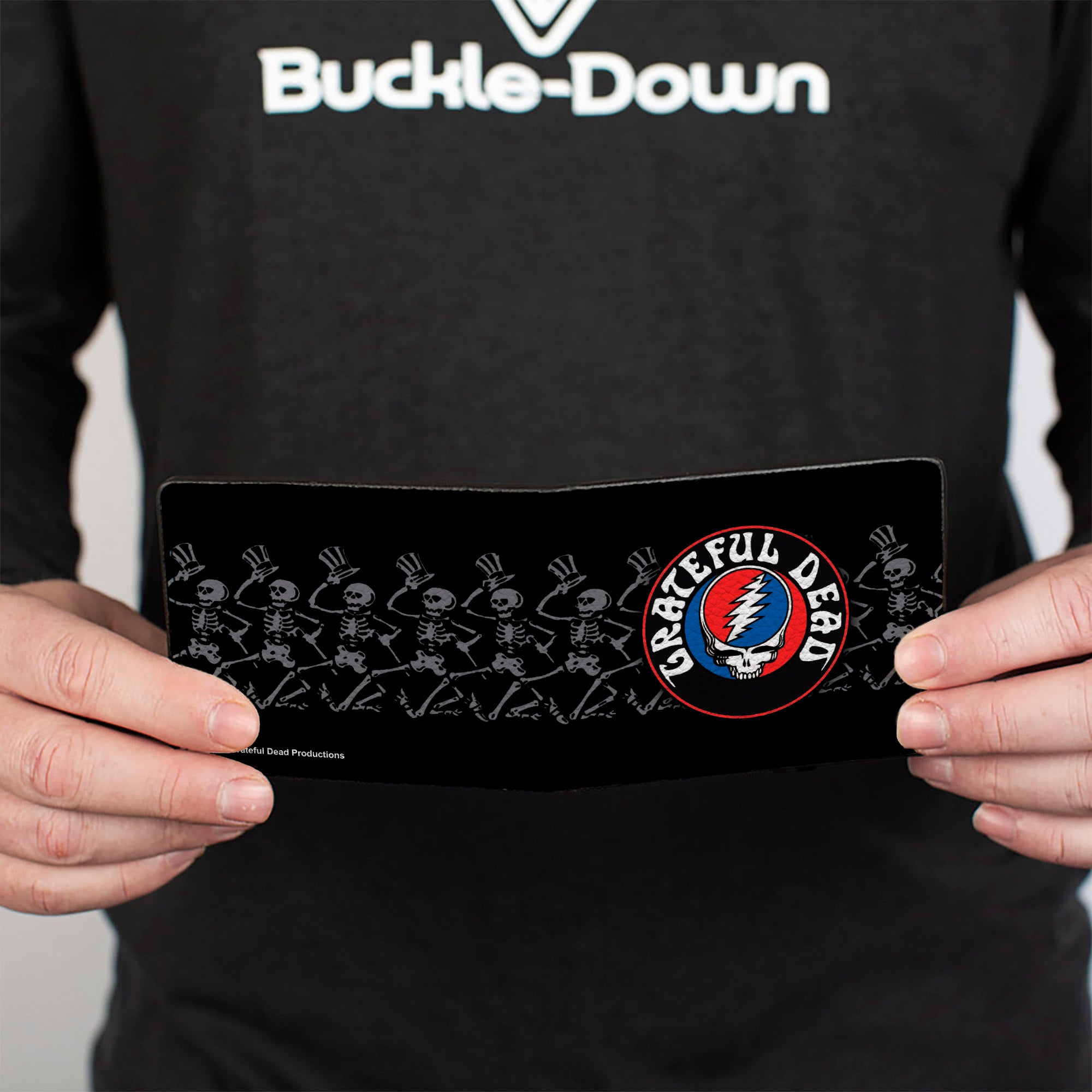 Bi-Fold Wallet - GRATEFUL DEAD Steal Your Face Logo Dancing Skeletons Black Gray Red White Blue Bi-Fold Wallets Grateful Dead