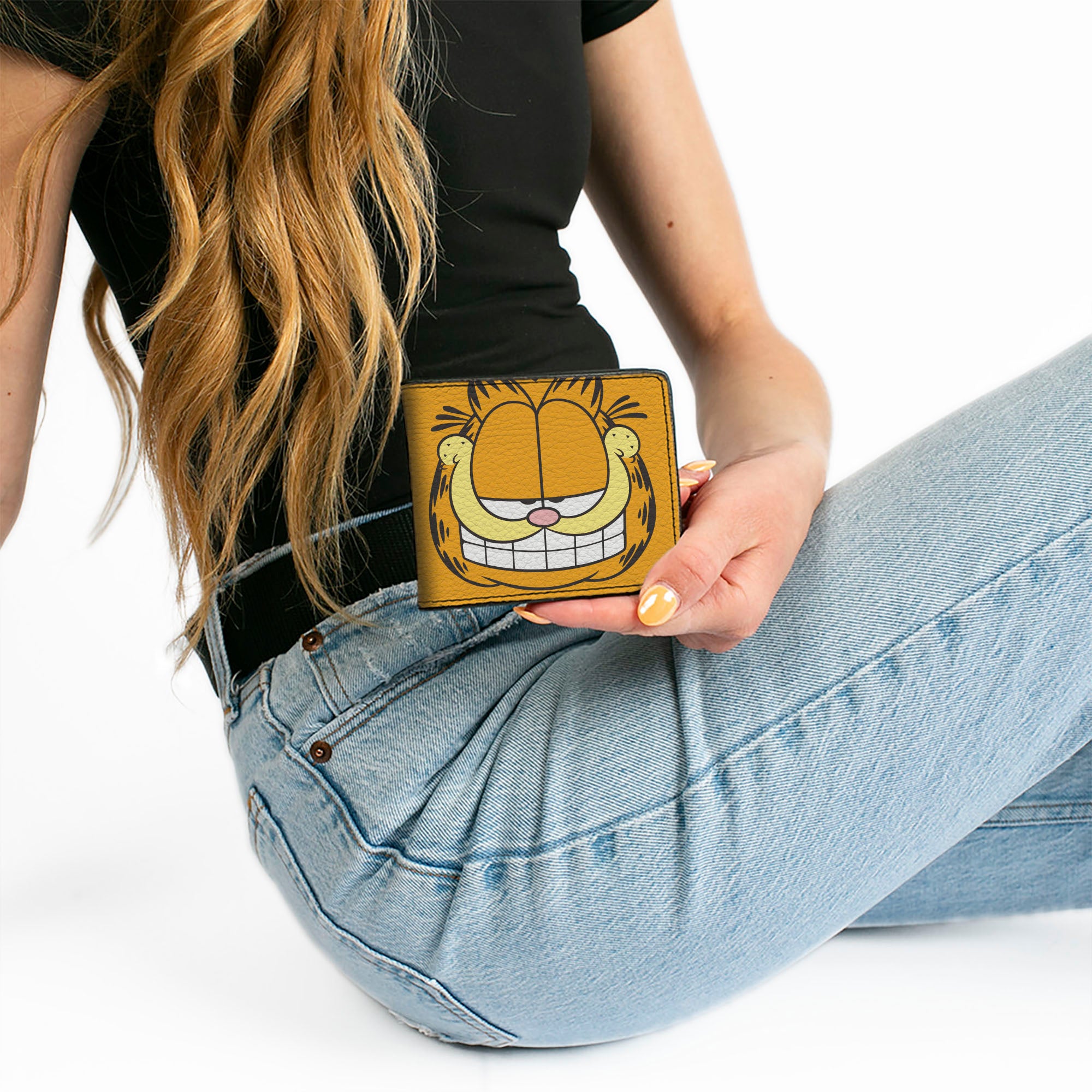 Bi-Fold Wallet - Garfield Smiling Face Character Close-Up Orange Bi-Fold Wallets Garfield