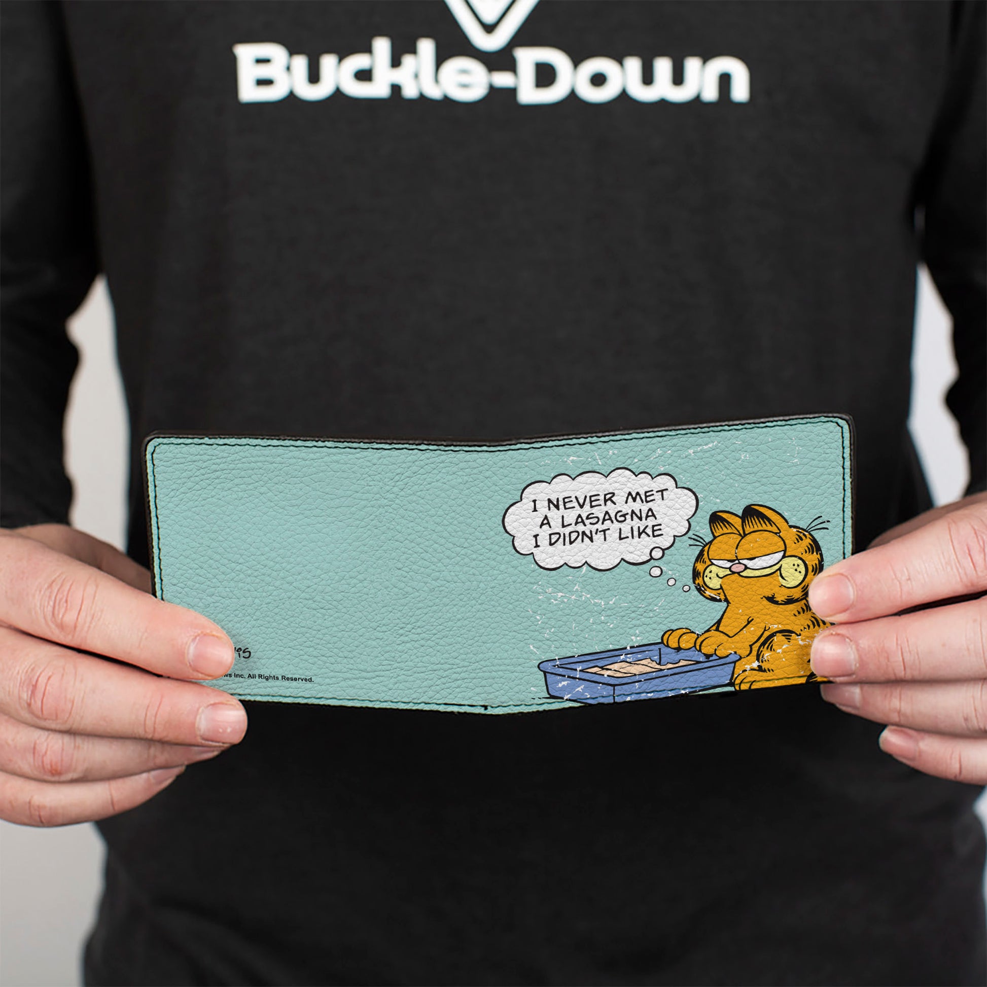 Bi-Fold Wallet - Garfield NEVER MET A LASAGNA Pose Light Blue Bi-Fold Wallets Garfield