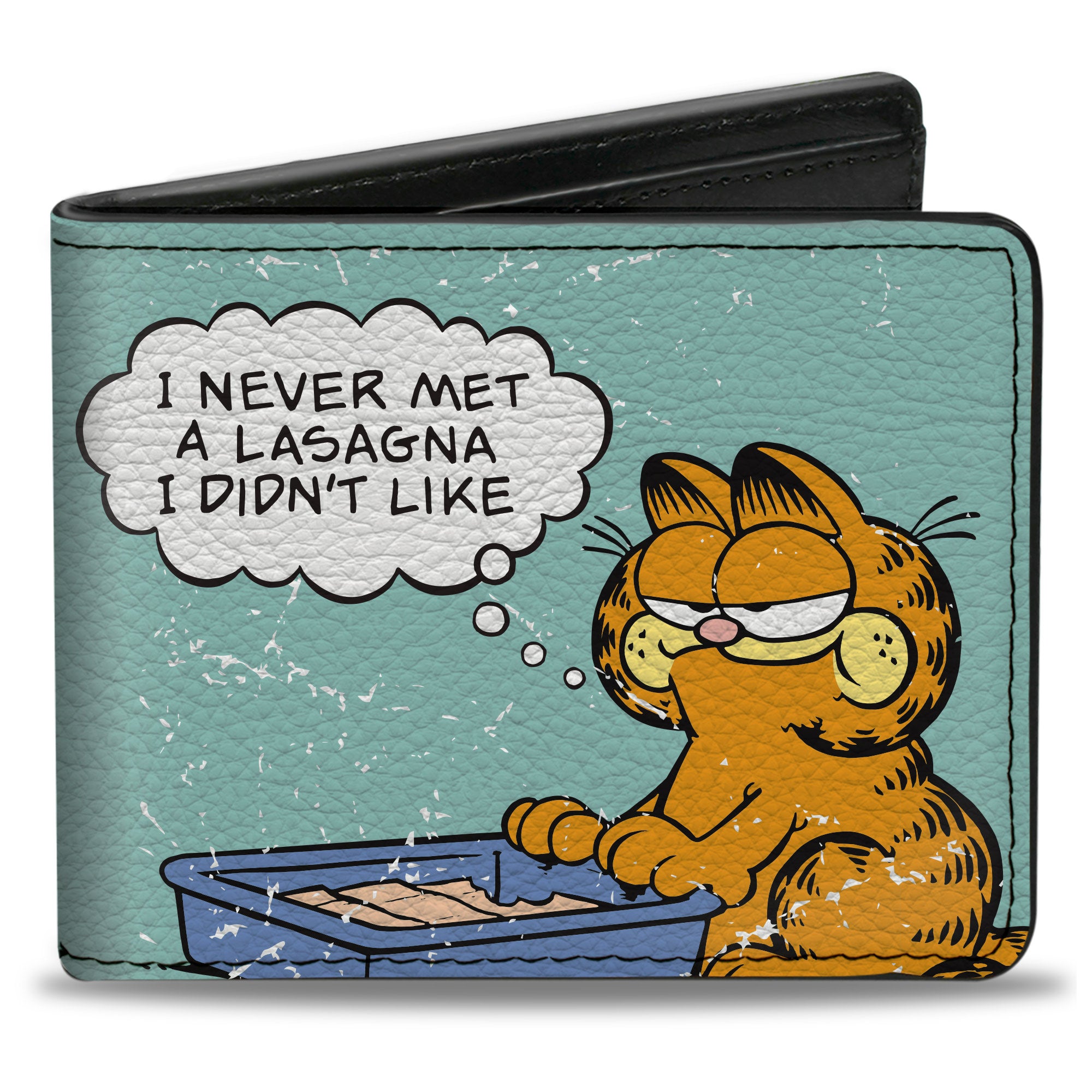Bi-Fold Wallet - Garfield NEVER MET A LASAGNA Pose Light Blue Bi-Fold Wallets Garfield