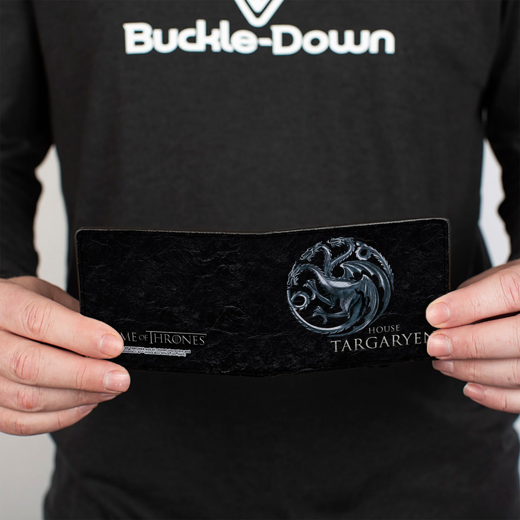 Bi-Fold Wallet - Game of Thrones HOUSE TARGARYEN Three-Headed Dragon Sigil Black Silvers Bi-Fold Wallets Game of Thrones