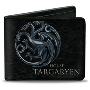 Bi-Fold Wallet - Game of Thrones HOUSE TARGARYEN Three-Headed Dragon Sigil Black Silvers Bi-Fold Wallets Game of Thrones