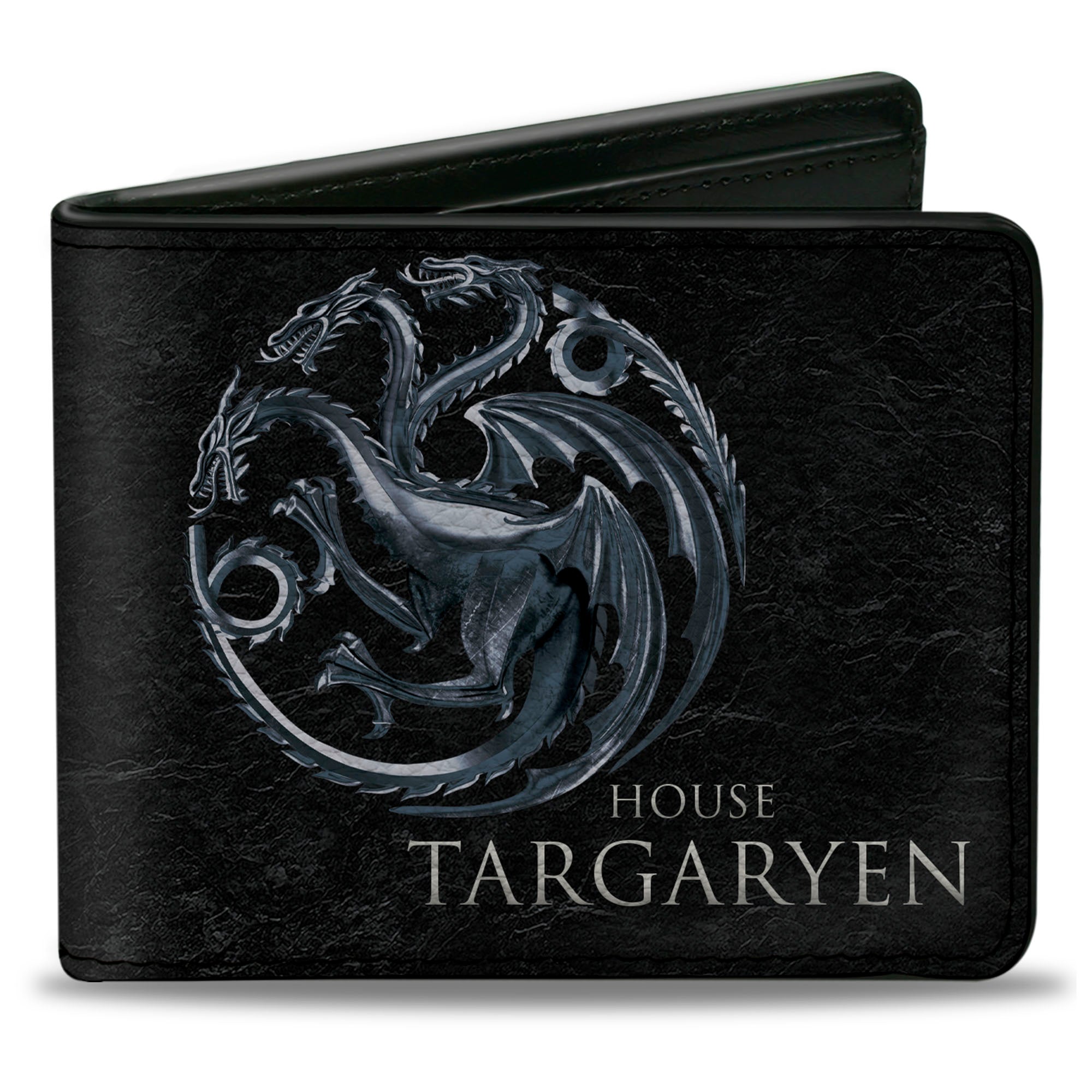 Bi-Fold Wallet - Game of Thrones HOUSE TARGARYEN Three-Headed Dragon Sigil Black Silvers Bi-Fold Wallets Game of Thrones