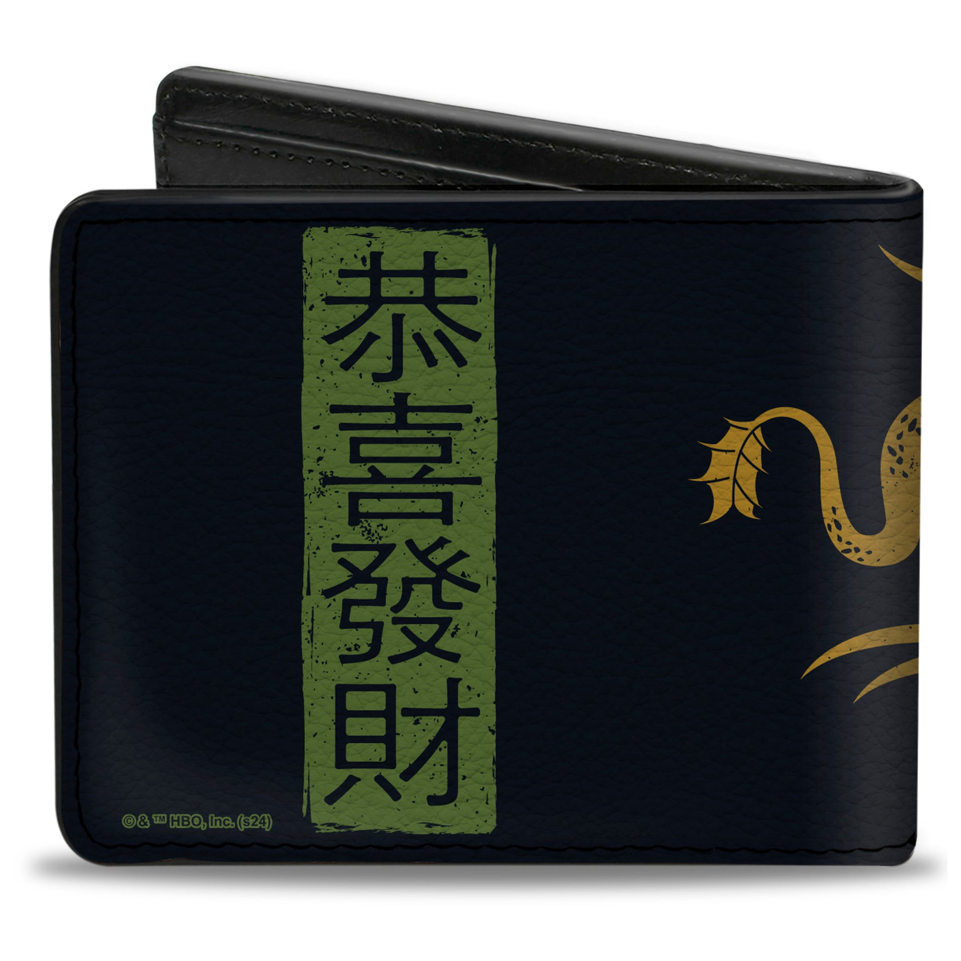 Bi-Fold Wallet - HOUSE OF THE DRAGON Year of the Dragon Icon and Text Black/Gold/Green Bi-Fold Wallets House of the Dragon