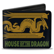 Bi-Fold Wallet - HOUSE OF THE DRAGON Year of the Dragon Icon and Text Black/Gold/Green Bi-Fold Wallets House of the Dragon