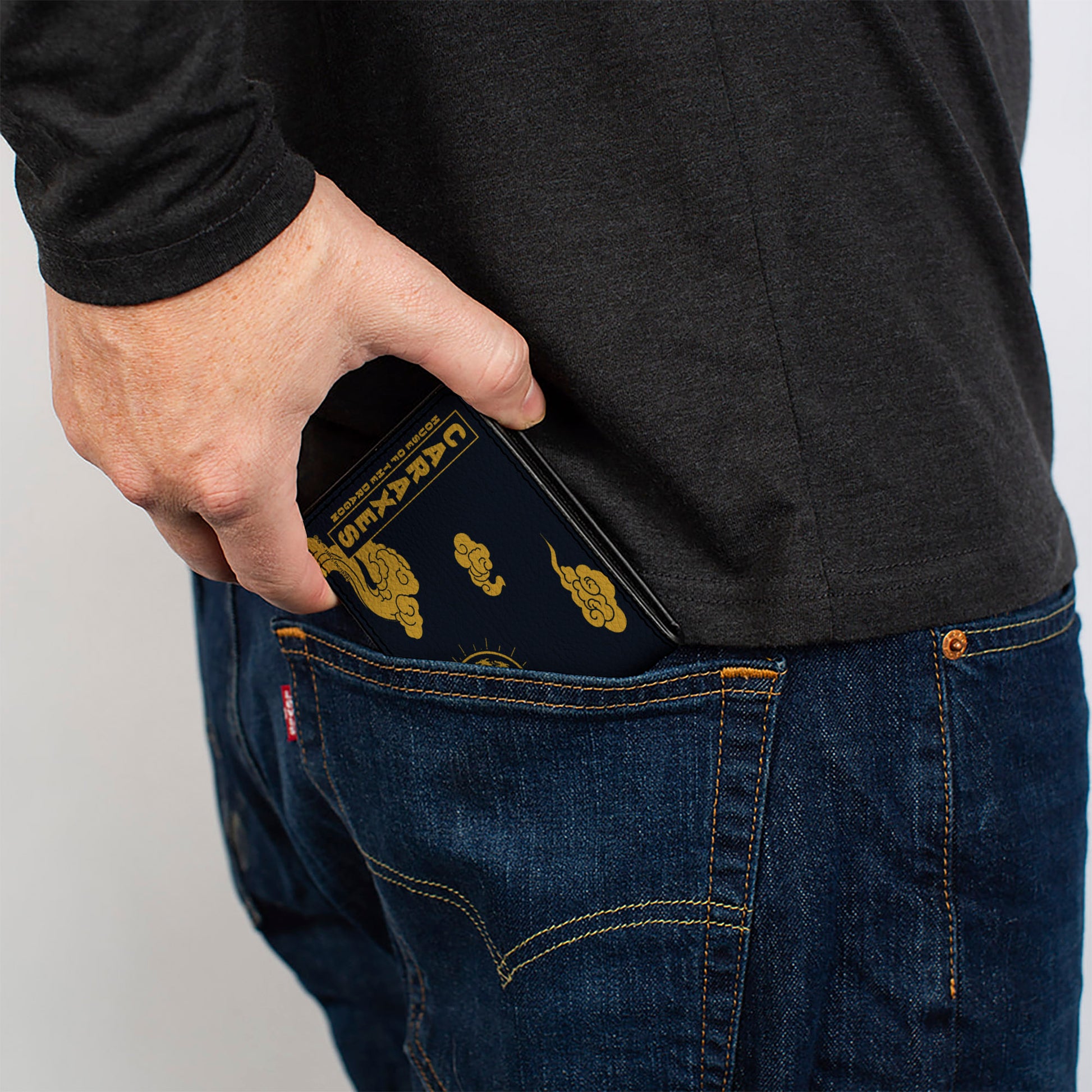 Bi-Fold Wallet - HOUSE OF THE DRAGON CARAXES Breathing Fire Pose and Clouds Black/Yellow/Red Bi-Fold Wallets House of the Dragon