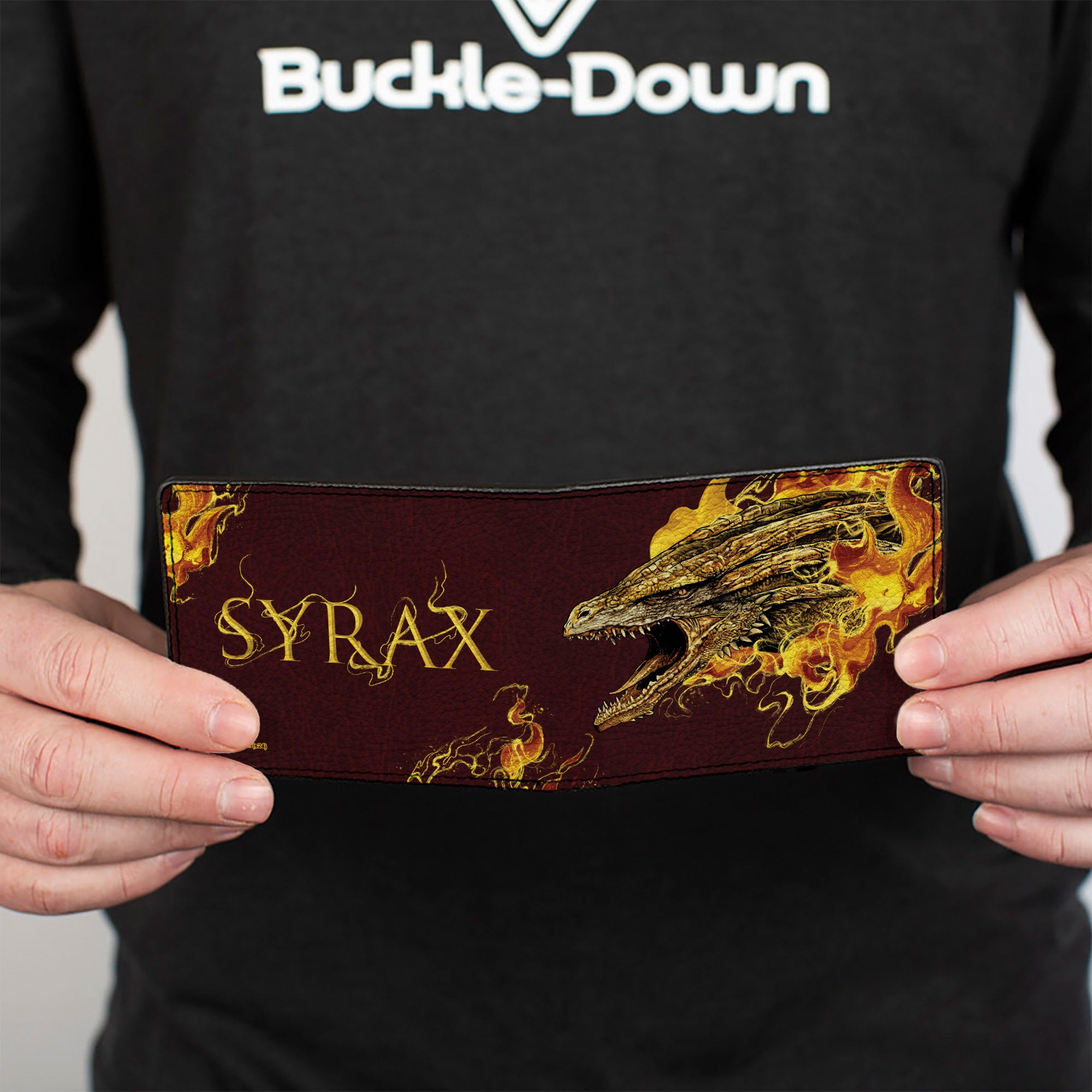 Bi-Fold Wallet - House of the Dragon SYRAX Pose and Text Brown/Yellows Bi-Fold Wallets House of the Dragon