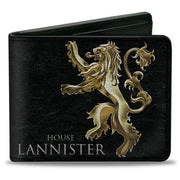 Bi-Fold Wallet - Game of Thrones HOUSE LANNISTER Rampant Lion Sigil Black Golds Bi-Fold Wallets Game of Thrones