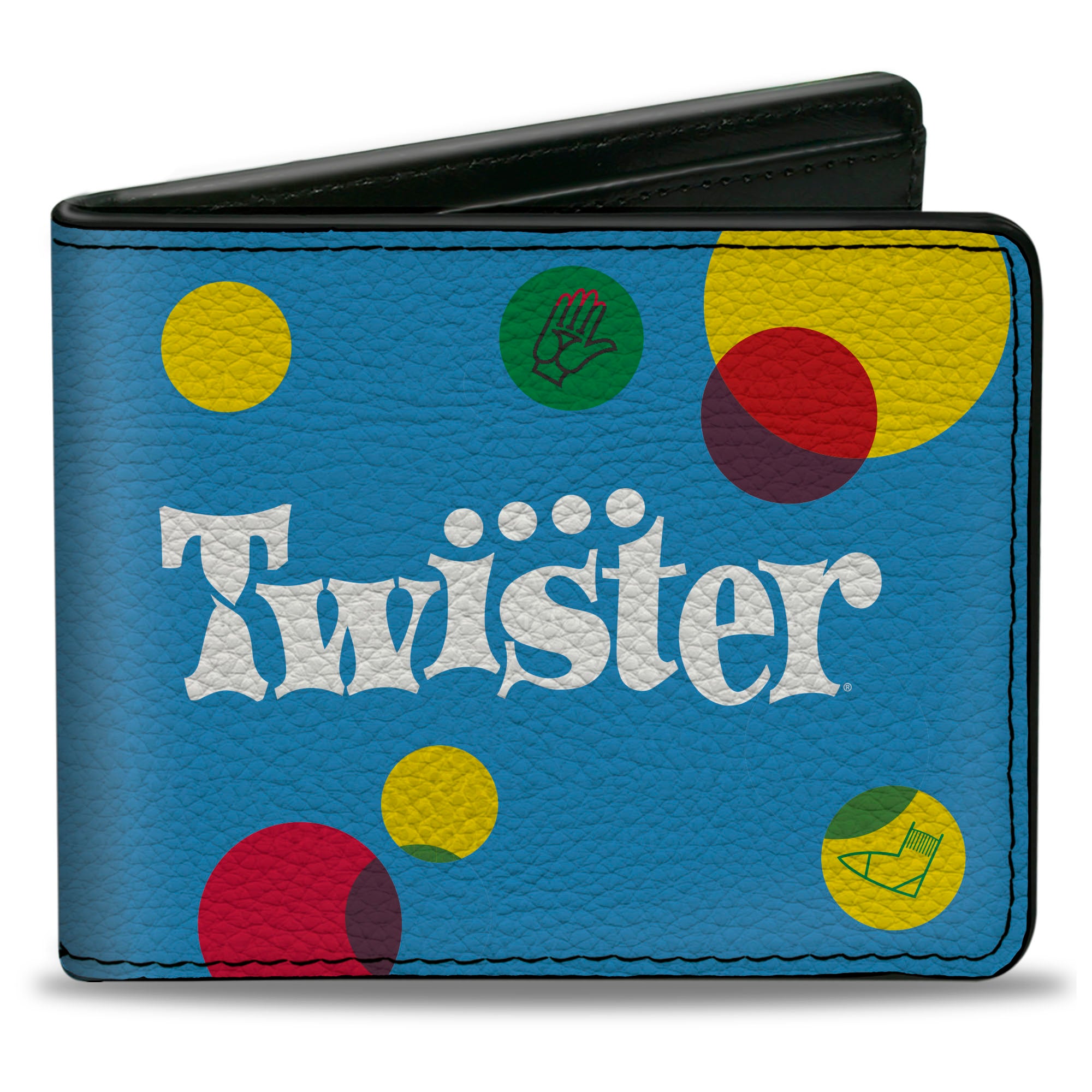 Bi-Fold Wallet - TWISTER Vintage Game Logo and Icons Blue/Multi Color Bi-Fold Wallets Twister