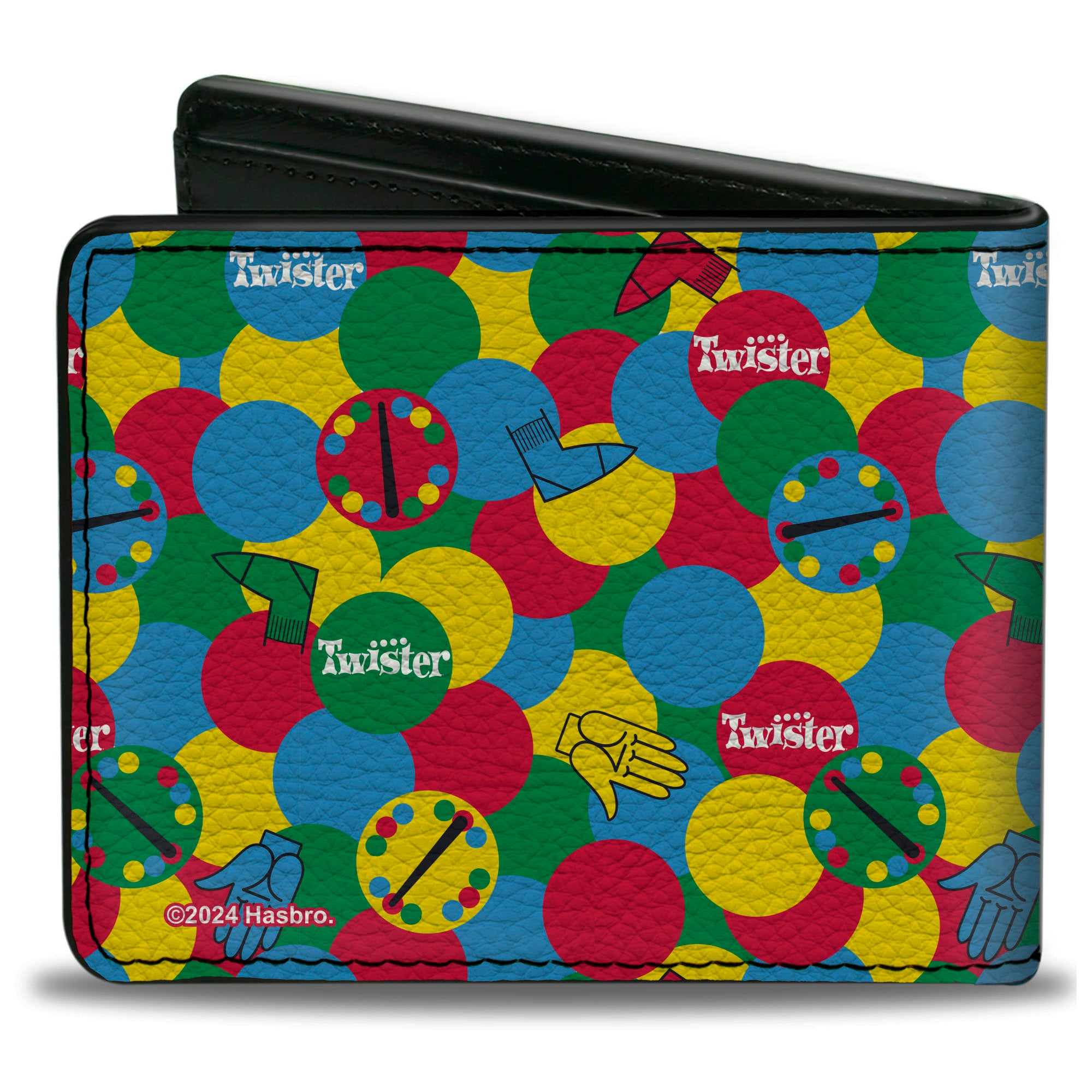 Bi-Fold Wallet - Twister Game Icons and Circle Spots Stacked Multi Color Bi-Fold Wallets Twister