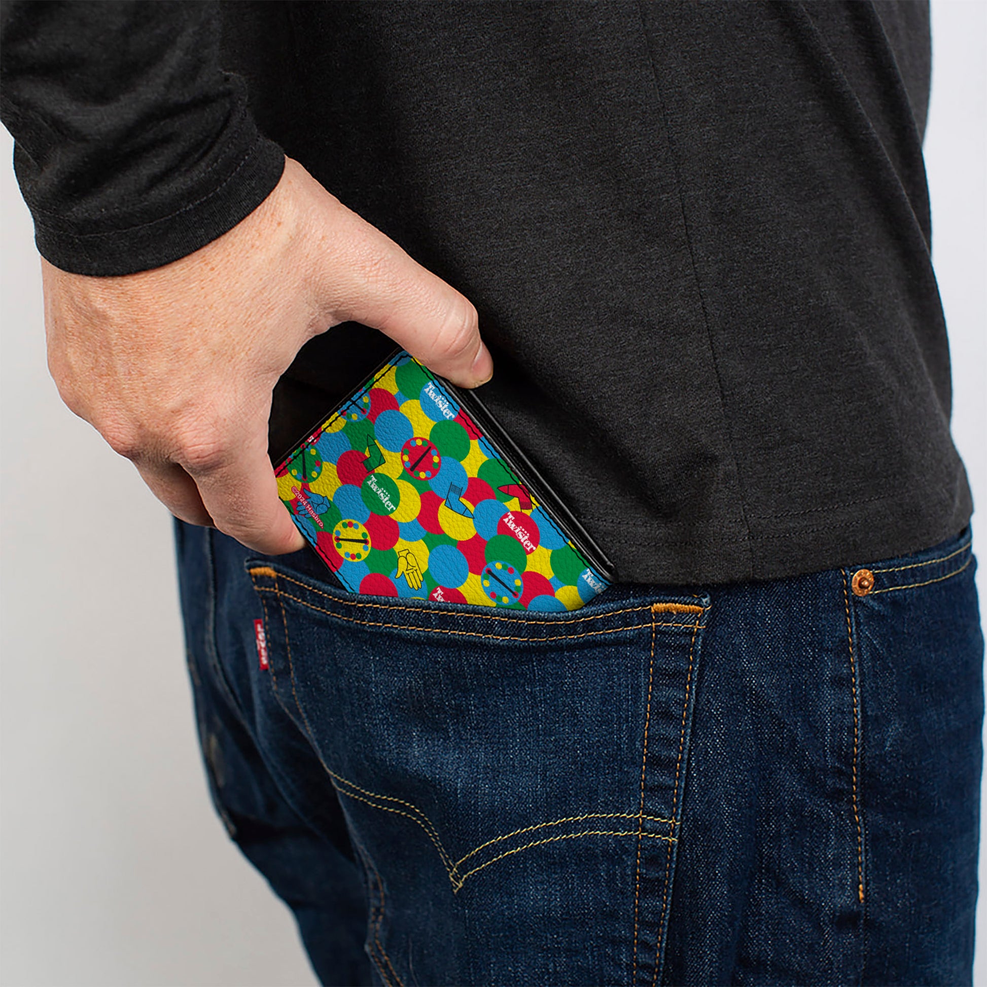 Bi-Fold Wallet - Twister Game Icons and Circle Spots Stacked Multi Color Bi-Fold Wallets Twister