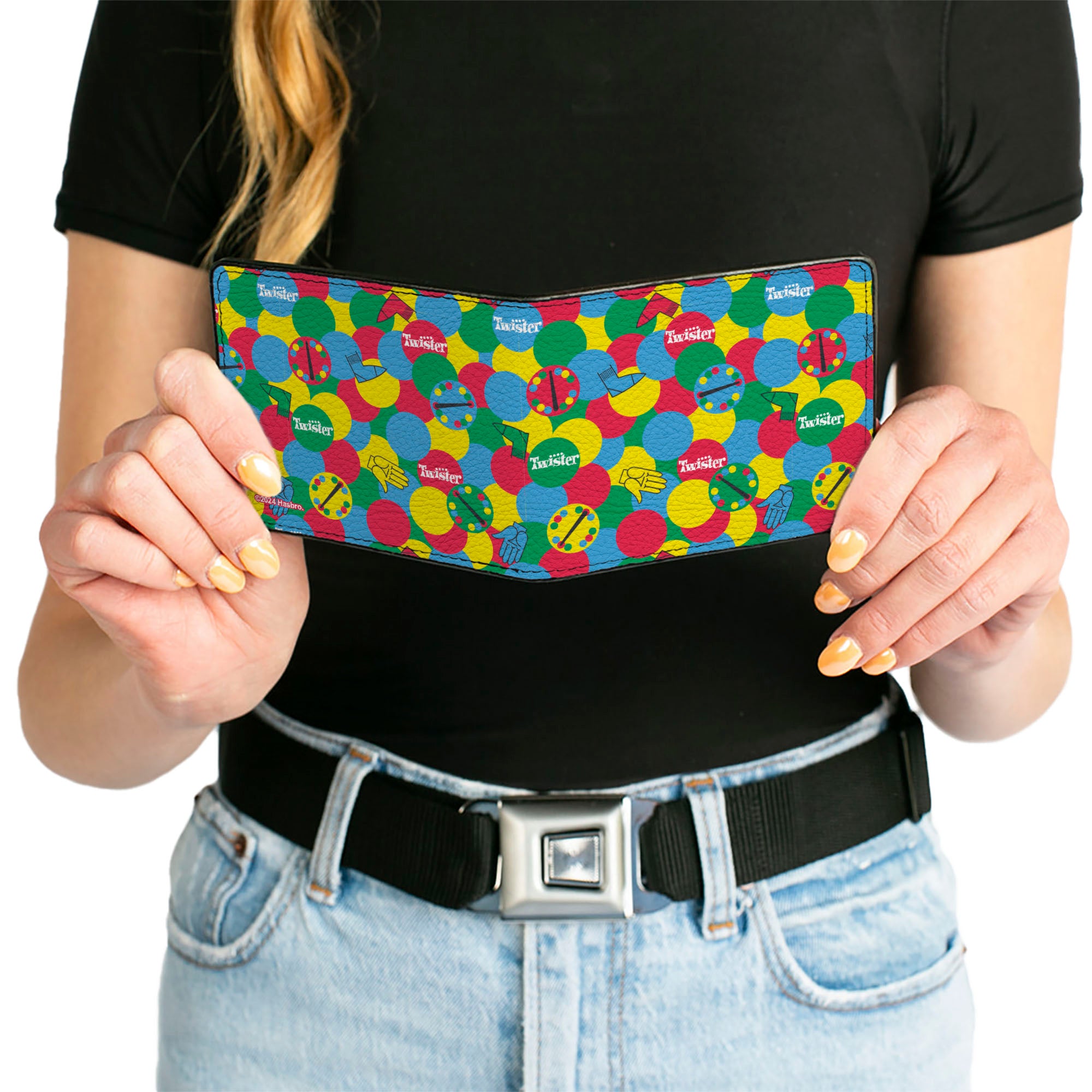 Bi-Fold Wallet - Twister Game Icons and Circle Spots Stacked Multi Color Bi-Fold Wallets Twister