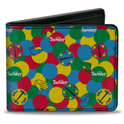 Bi-Fold Wallet - Twister Game Icons and Circle Spots Stacked Multi Color Bi-Fold Wallets Twister