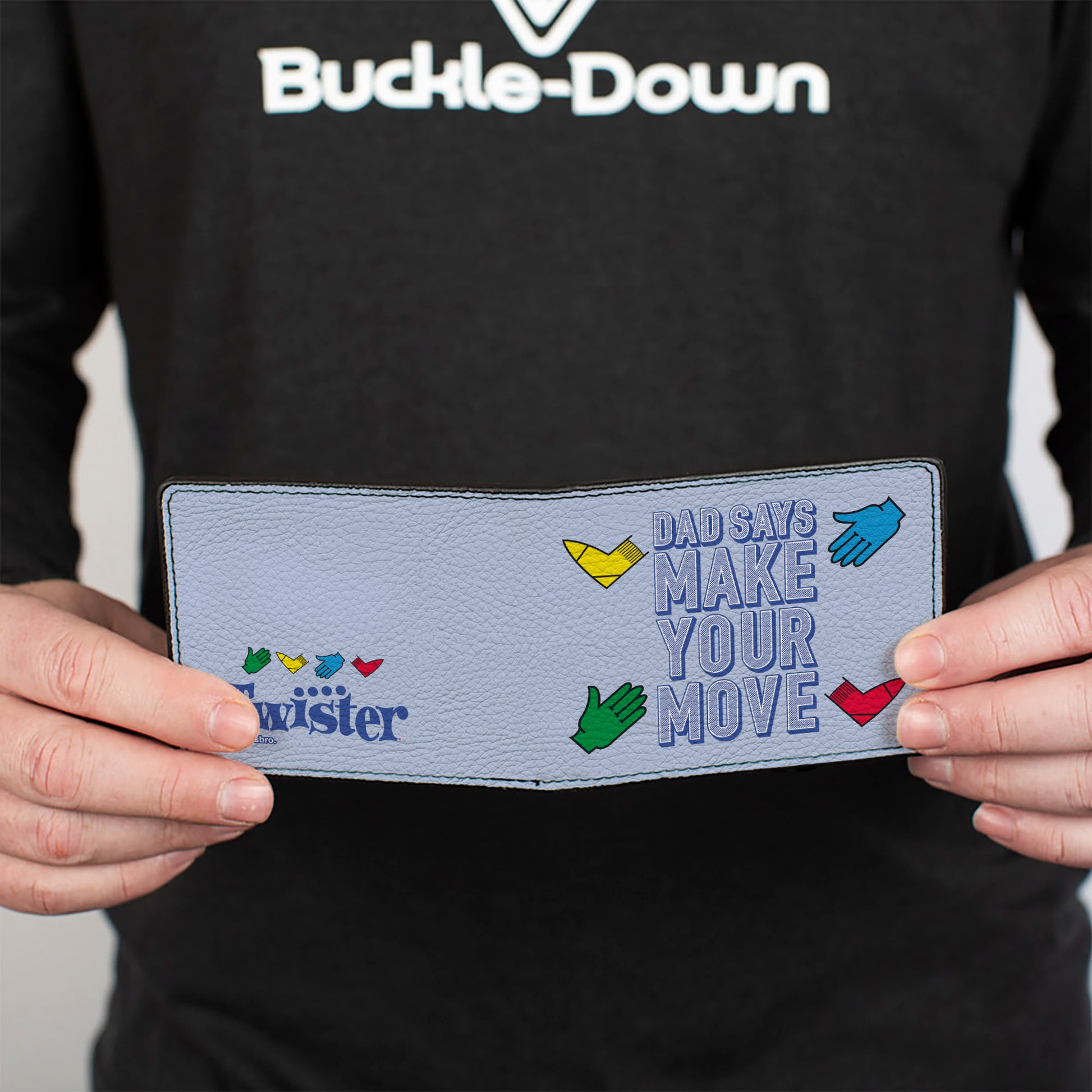 Bi-Fold Wallet - Twister DAD SAYS MAKE YOUR MOVE and Game Icons Light Blue/Multi Color Bi-Fold Wallets Twister
