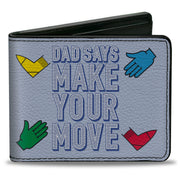 Bi-Fold Wallet - Twister DAD SAYS MAKE YOUR MOVE and Game Icons Light Blue/Multi Color Bi-Fold Wallets Twister