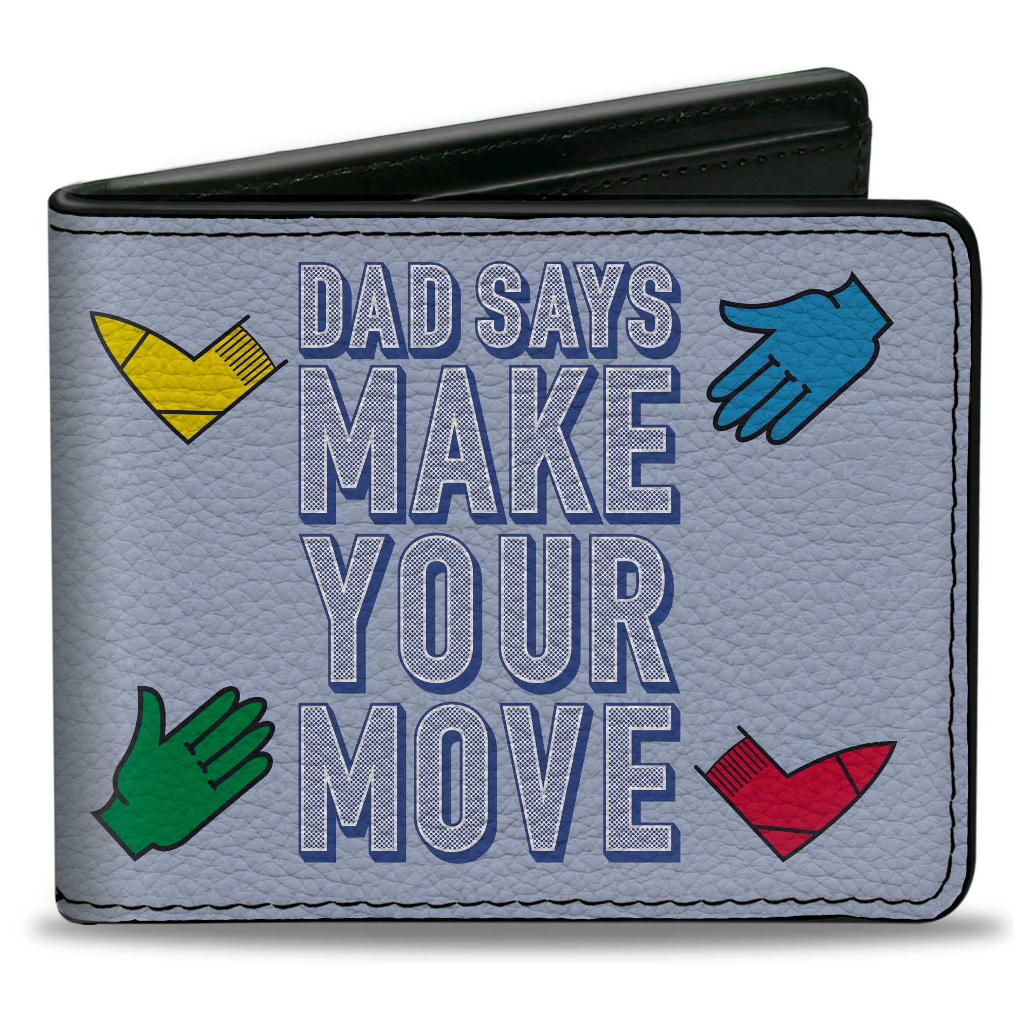 Bi-Fold Wallet - Twister DAD SAYS MAKE YOUR MOVE and Game Icons Light Blue/Multi Color Bi-Fold Wallets Twister