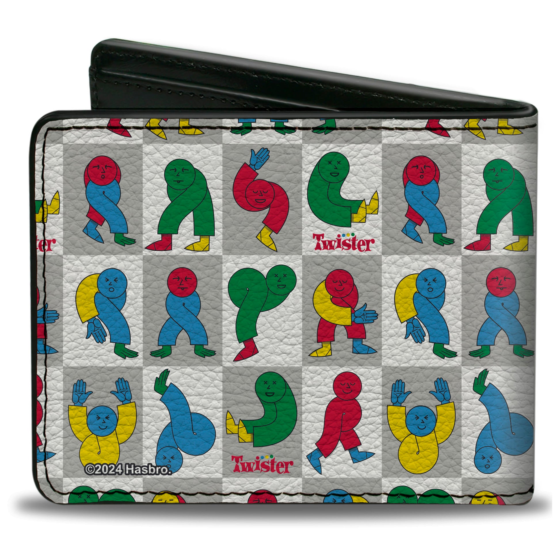 Bi-Fold Wallet - Twister Character Pose Blocks Checker White/Gray/Multi Color Bi-Fold Wallets Twister