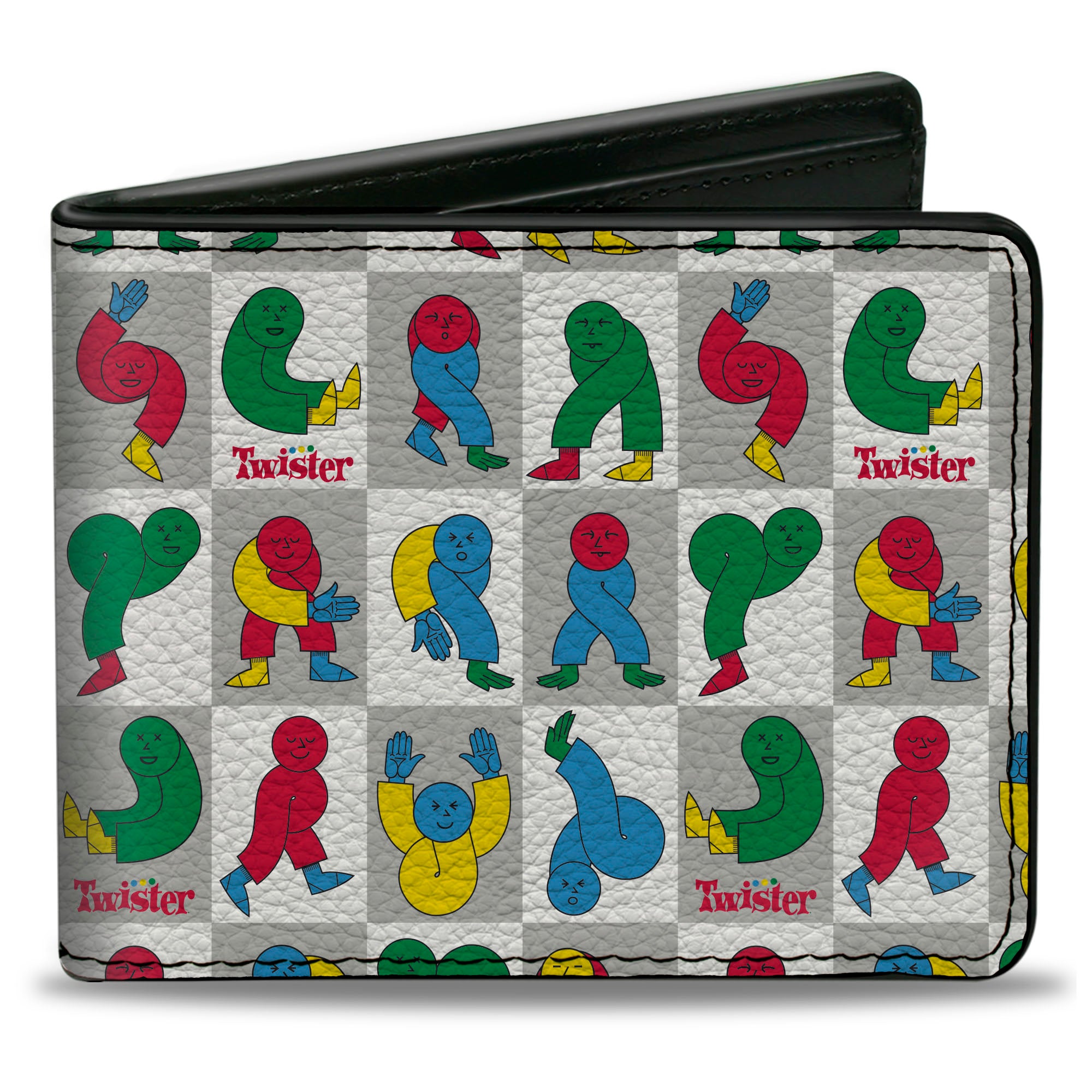 Bi-Fold Wallet - Twister Character Pose Blocks Checker White/Gray/Multi Color Bi-Fold Wallets Twister