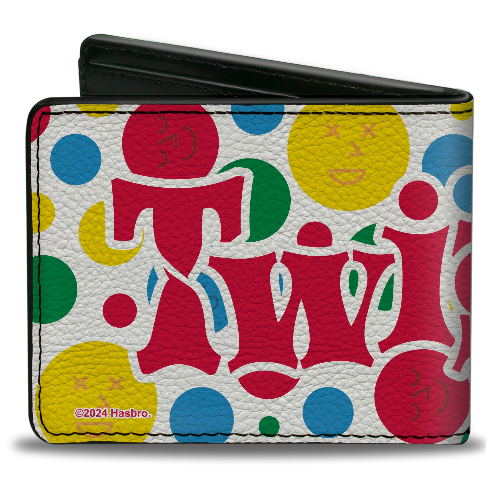 Bi-Fold Wallet - TWISTER Game Icons and Circle Expressions White/Multi Color Bi-Fold Wallets Twister