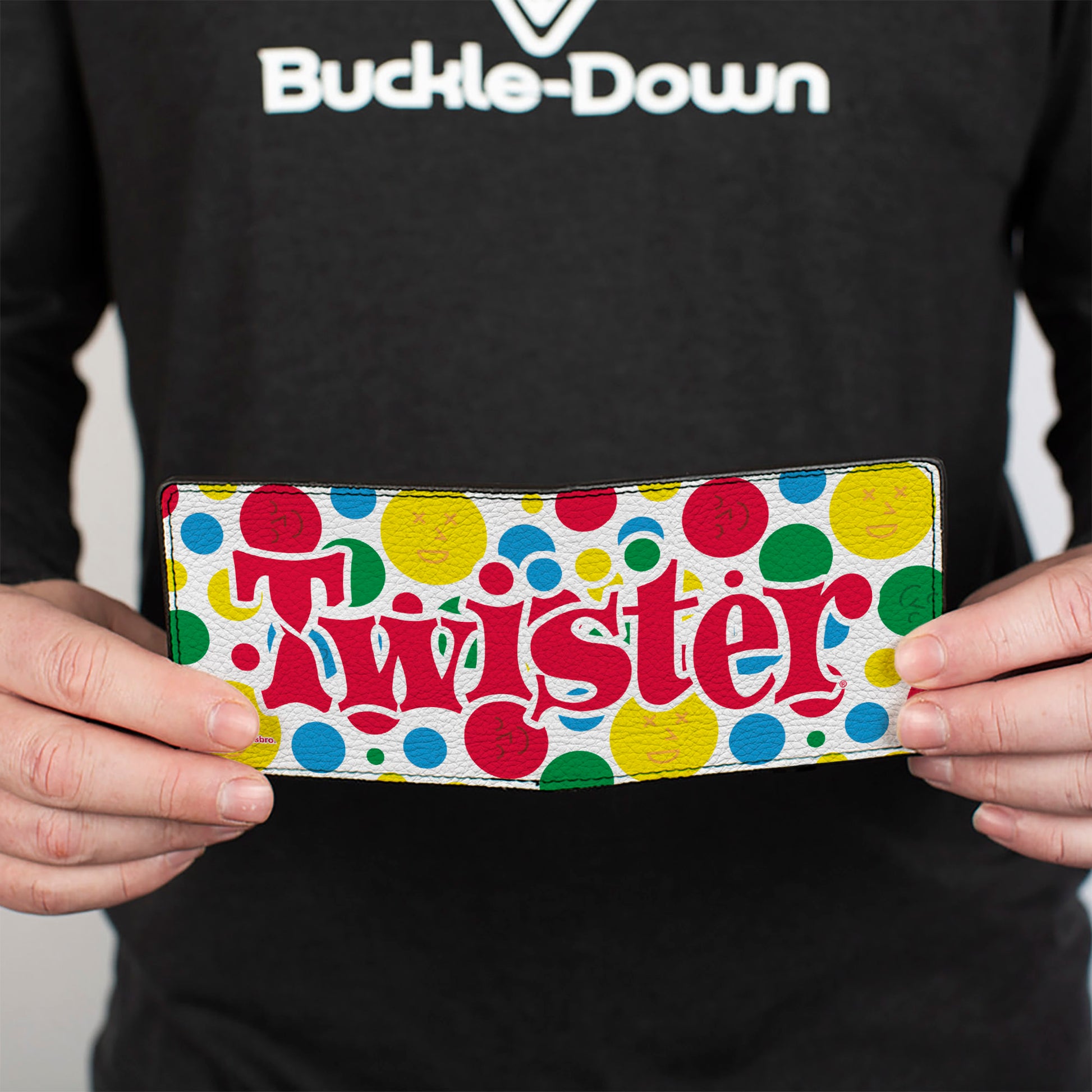 Bi-Fold Wallet - TWISTER Game Icons and Circle Expressions White/Multi Color Bi-Fold Wallets Twister