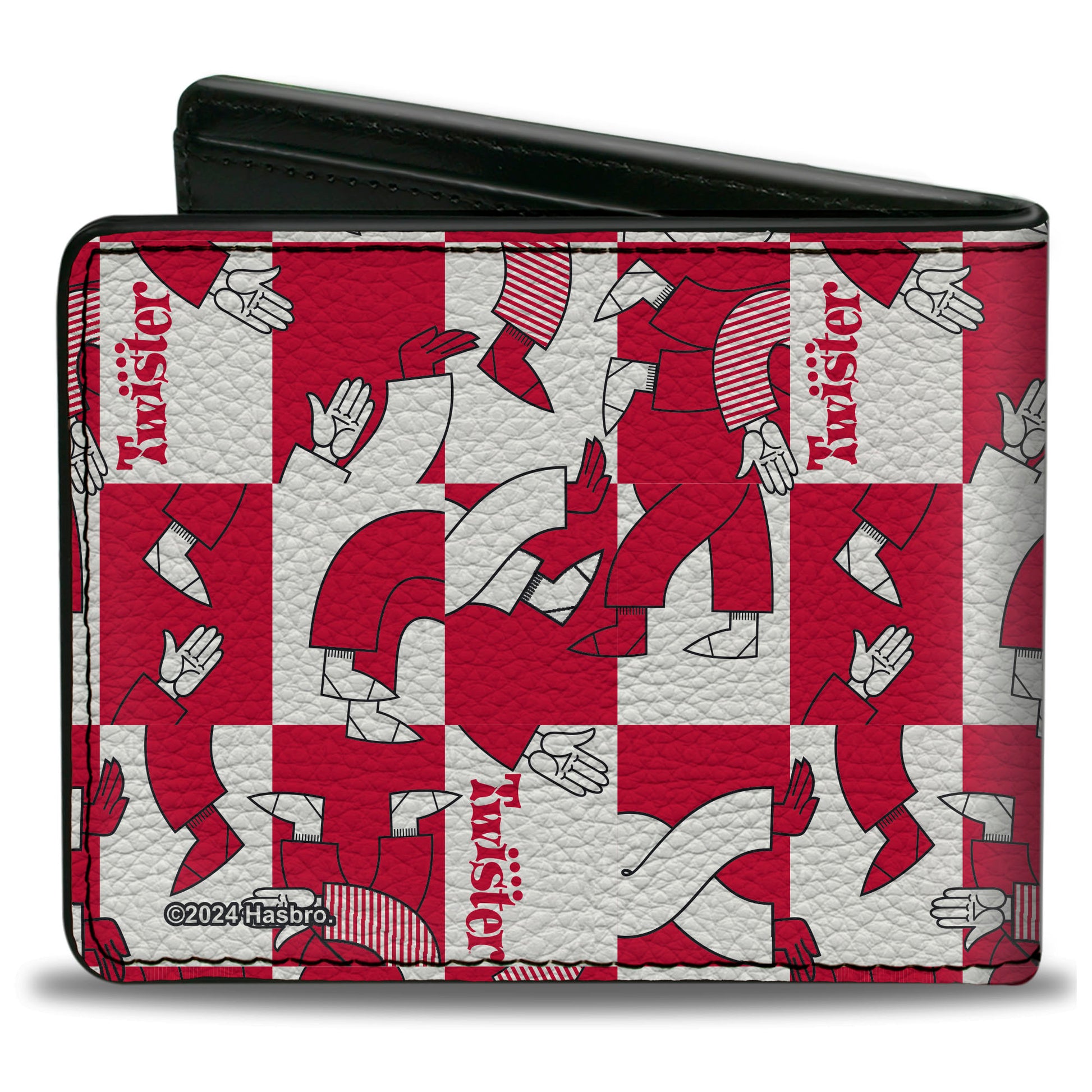 Bi-Fold Wallet - Twister Arm and Leg Pose Blocks Checker White/Red Bi-Fold Wallets Twister