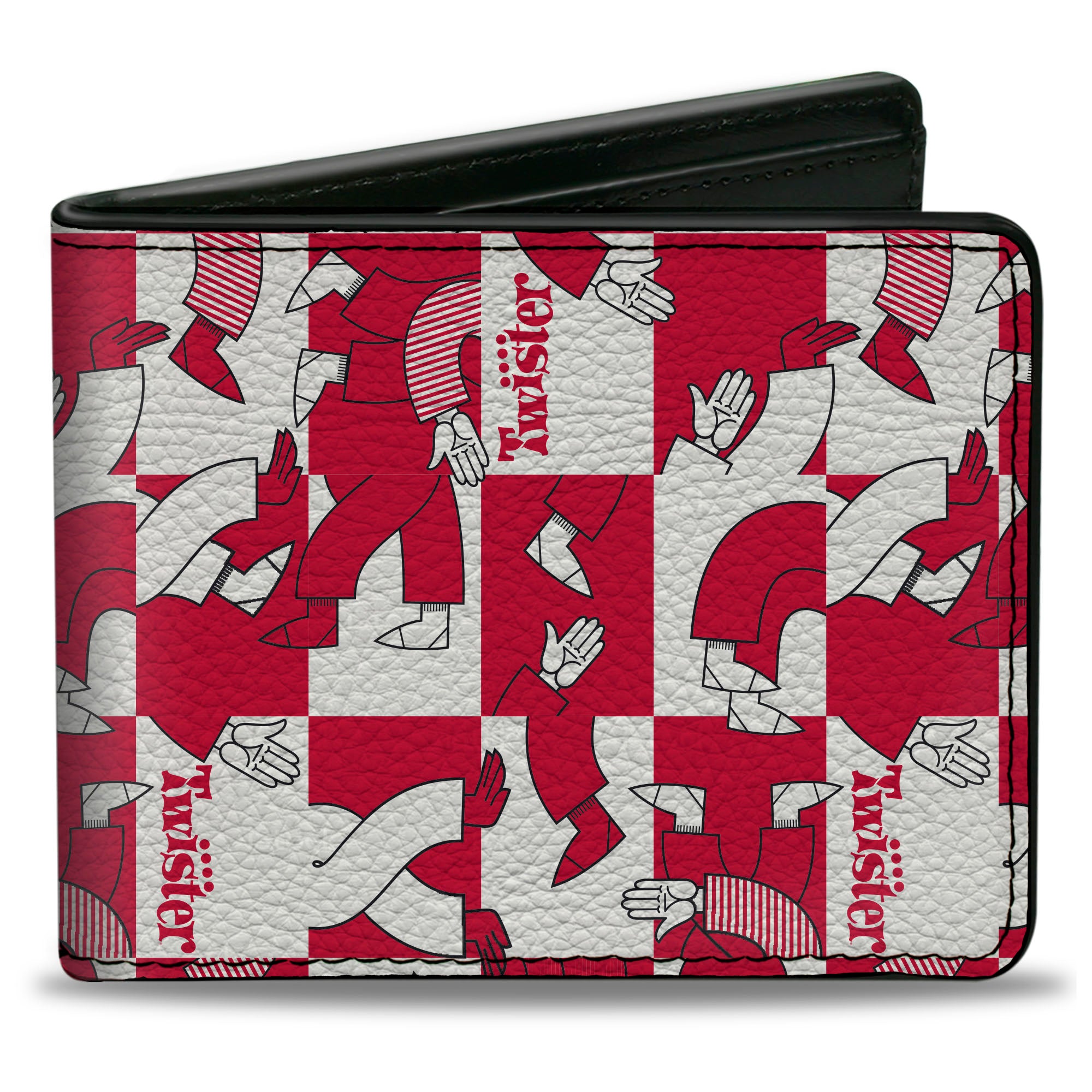 Bi-Fold Wallet - Twister Arm and Leg Pose Blocks Checker White/Red Bi-Fold Wallets Twister