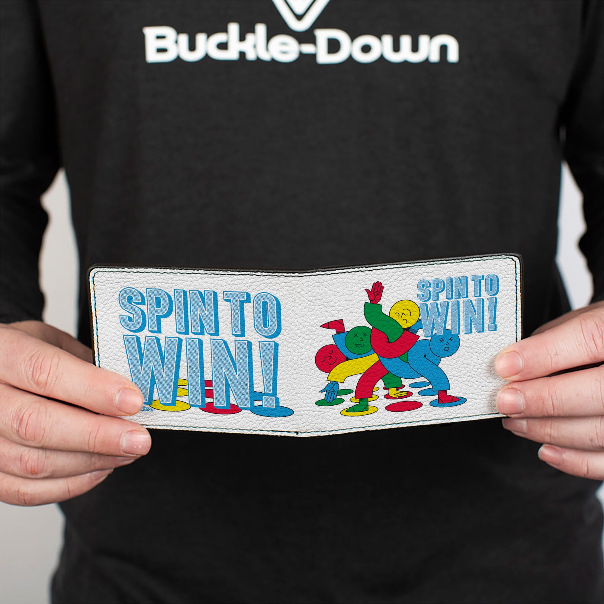 Bi-Fold Wallet - Twister SPIN TO WIN! Group Pose White/Blues/Multi Color Bi-Fold Wallets Twister