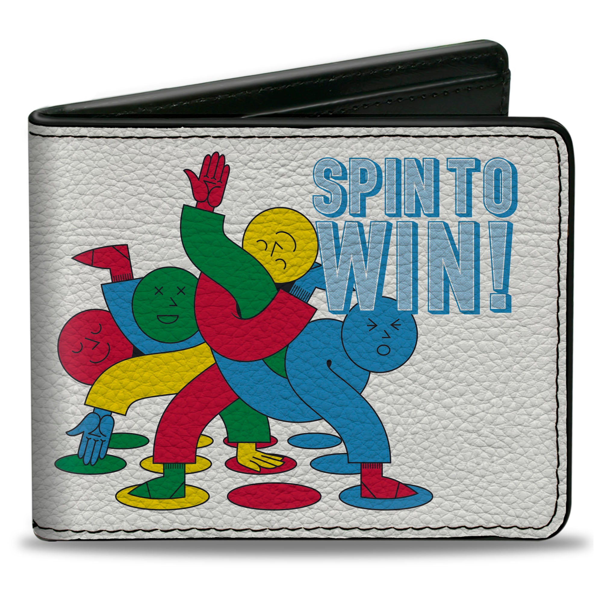Bi-Fold Wallet - Twister SPIN TO WIN! Group Pose White/Blues/Multi Color Bi-Fold Wallets Twister