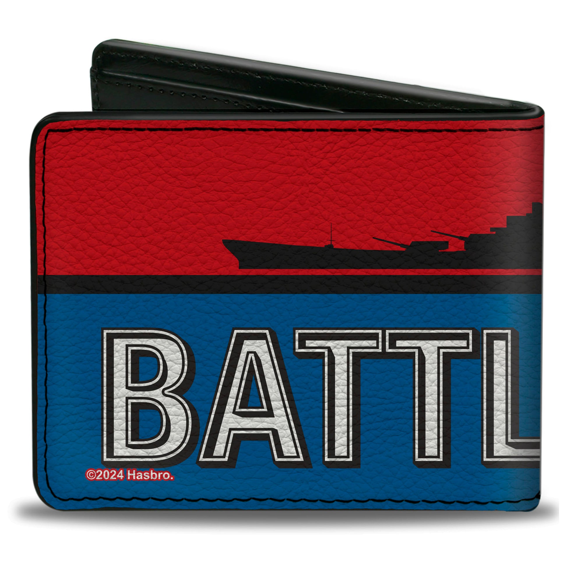 Bi-Fold Wallet - BATTLESHIP Ship Silhouette and Text Red/Blue/Black/White Bi-Fold Wallets Battleship