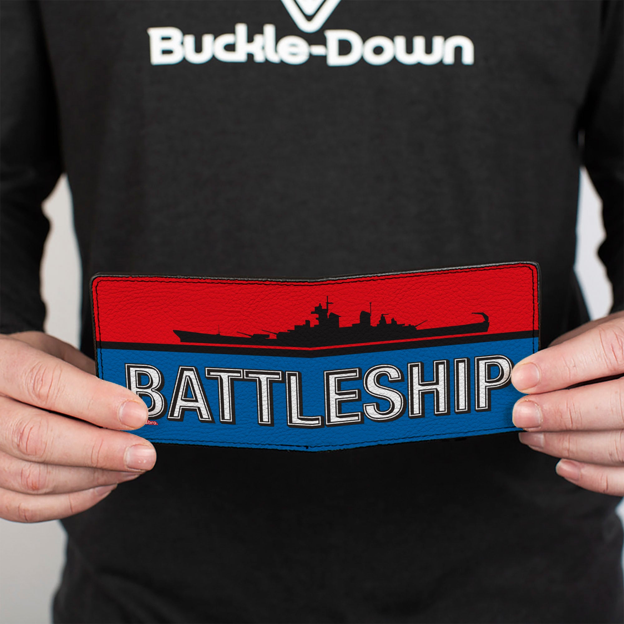 Bi-Fold Wallet - BATTLESHIP Ship Silhouette and Text Red/Blue/Black/White Bi-Fold Wallets Battleship