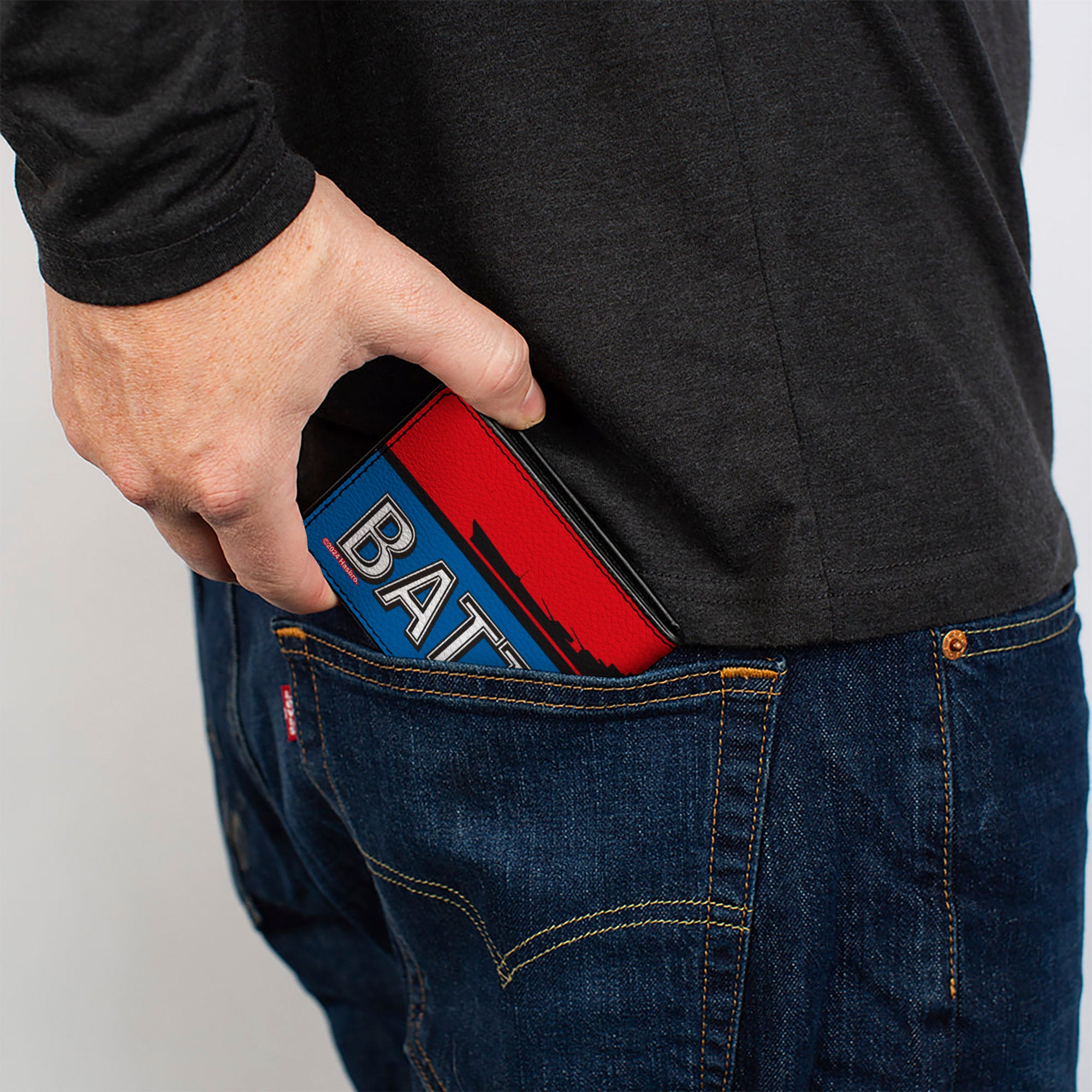 Bi-Fold Wallet - BATTLESHIP Ship Silhouette and Text Red/Blue/Black/White Bi-Fold Wallets Battleship