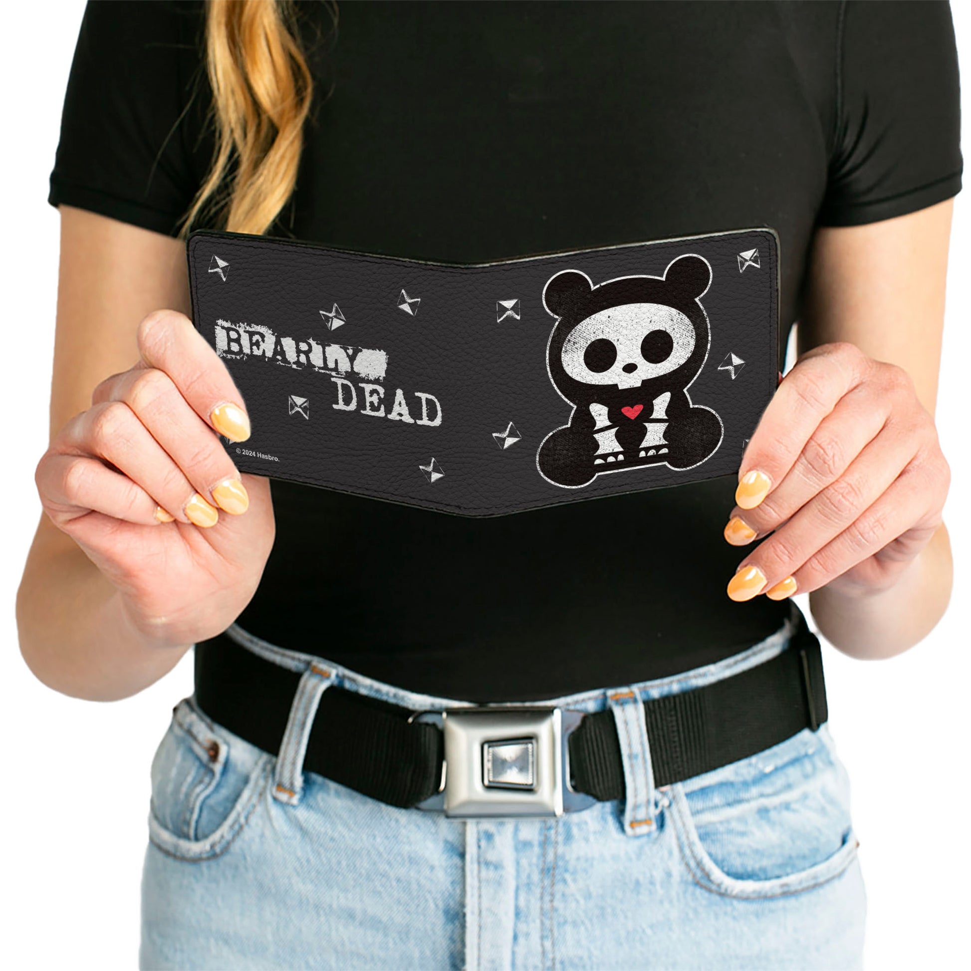 Bi-Fold Wallet - Skelanimals Chungkee the Panda BEARLY DEAD Pose Black/White Bi-Fold Wallets Skelanimals