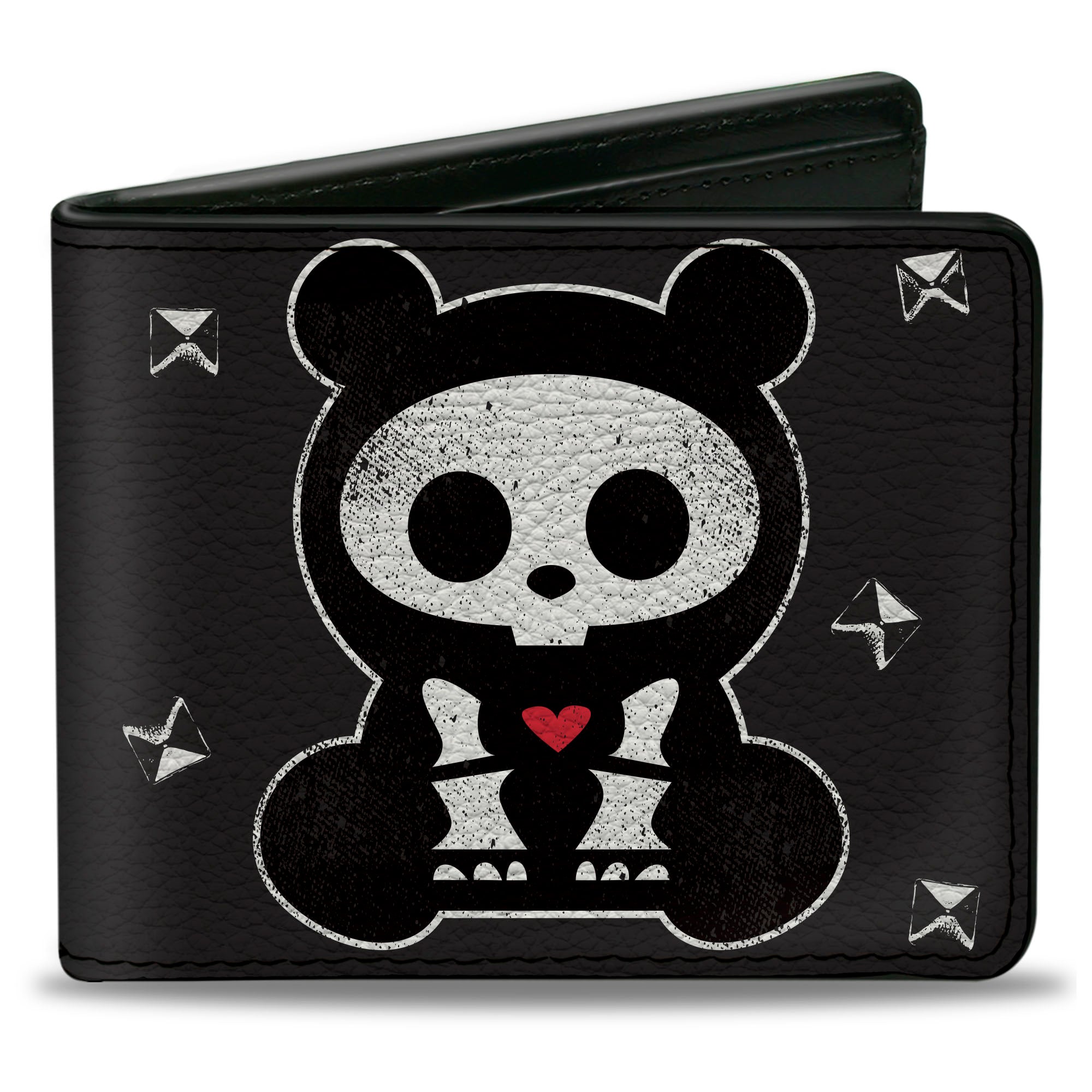 Bi-Fold Wallet - Skelanimals Chungkee the Panda BEARLY DEAD Pose Black/White Bi-Fold Wallets Skelanimals
